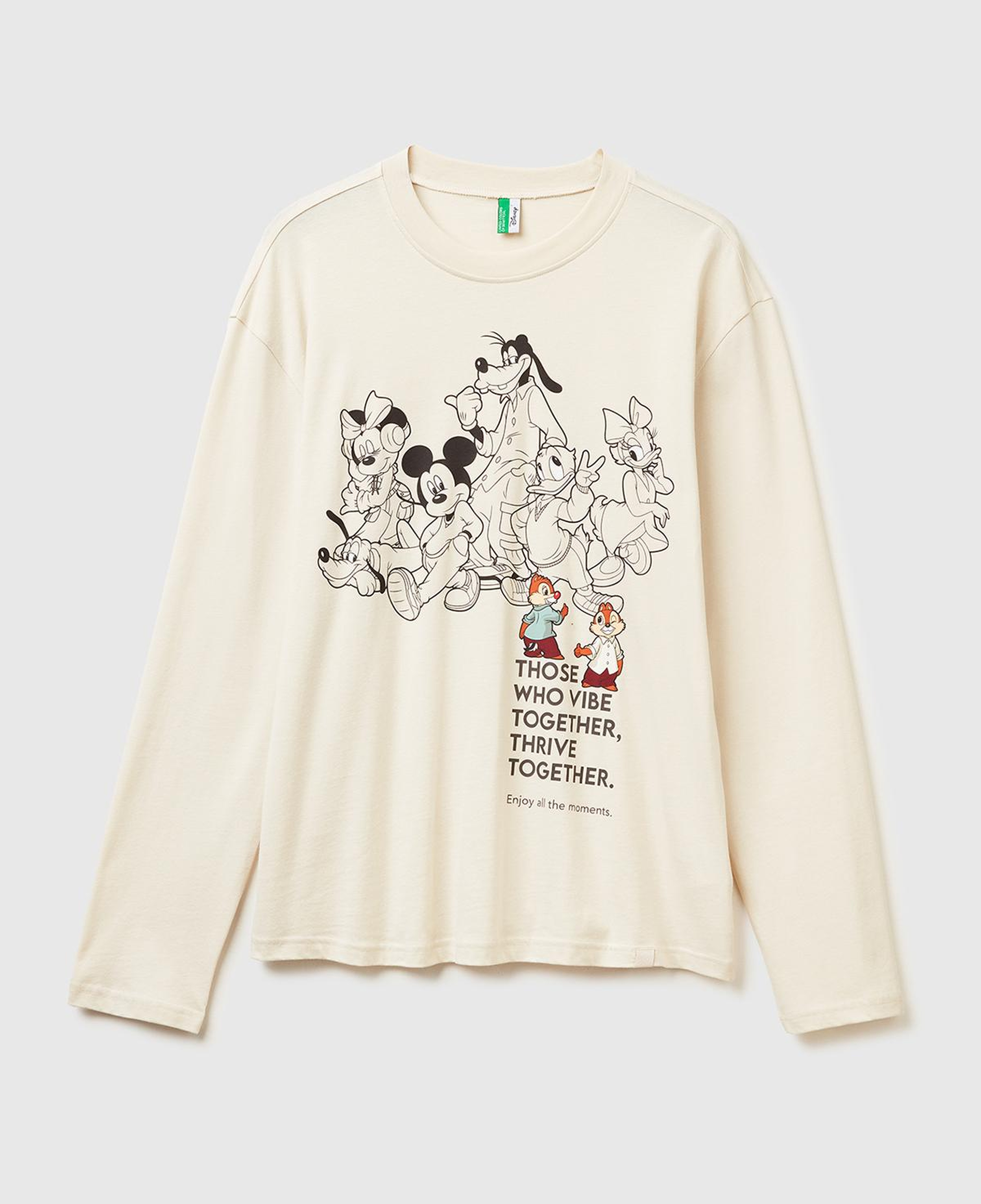 Erkek Krem %100 Koton Disney Baskılı Uzun Kollu Pijama Üstü