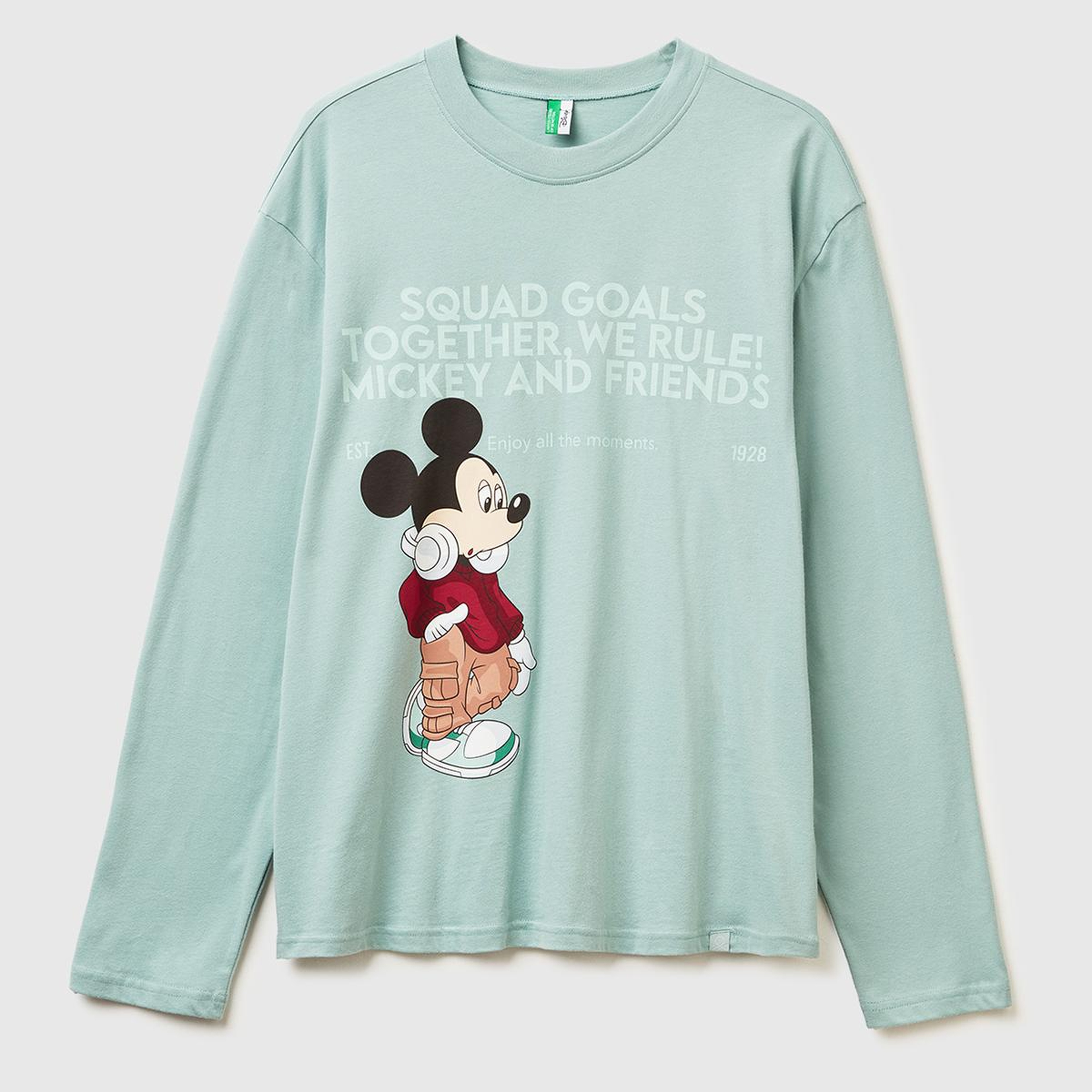 Erkek Açık Yeşil %100 Koton Disney Baskılı Uzun Kollu Pijama Üstü