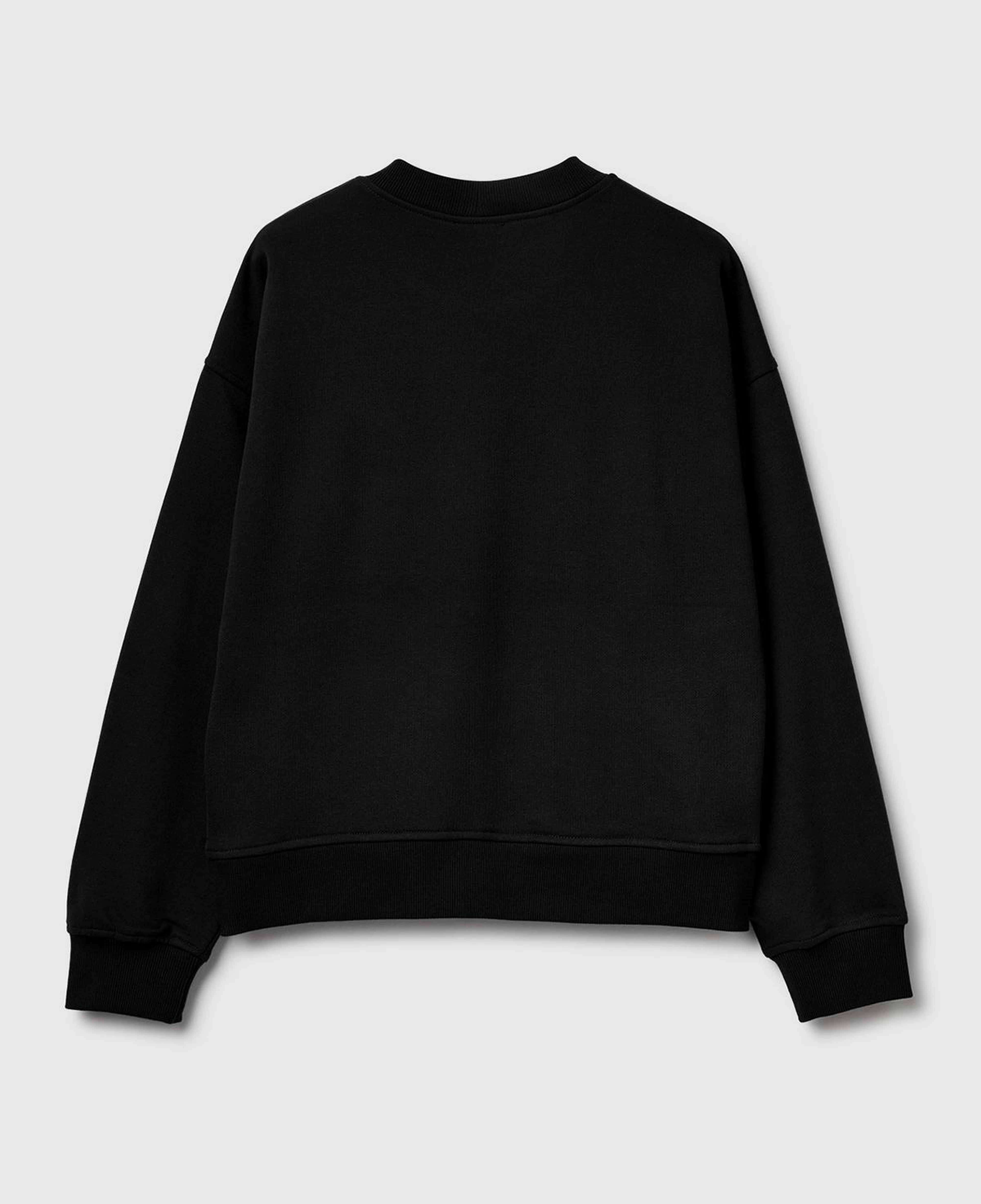 Kadın Siyah Pamuk Karışımlı Logo Baskılı Sweatshirt