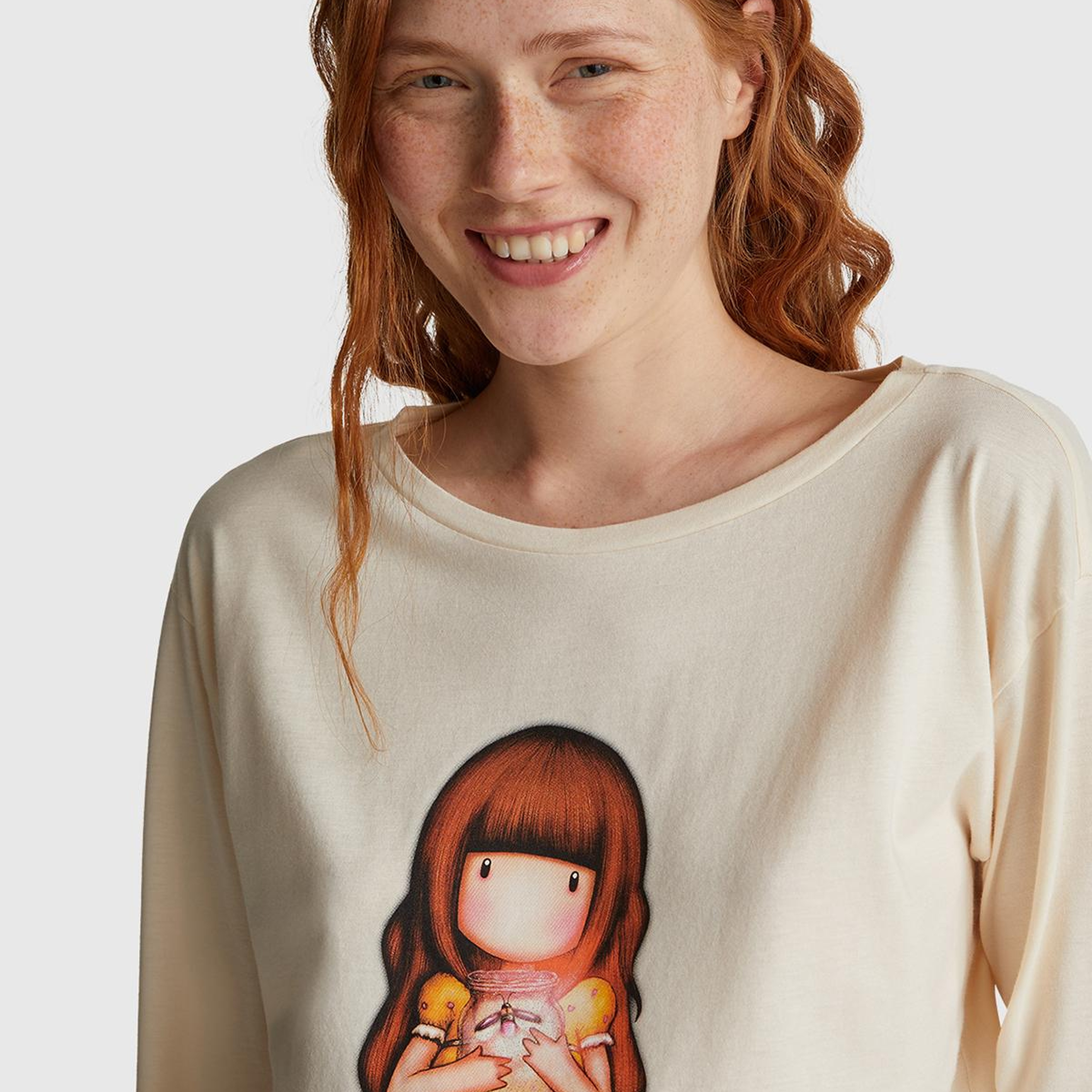 Kadın Krem Koton Karışımlı Gorjuss Baskılı Pijama üstü