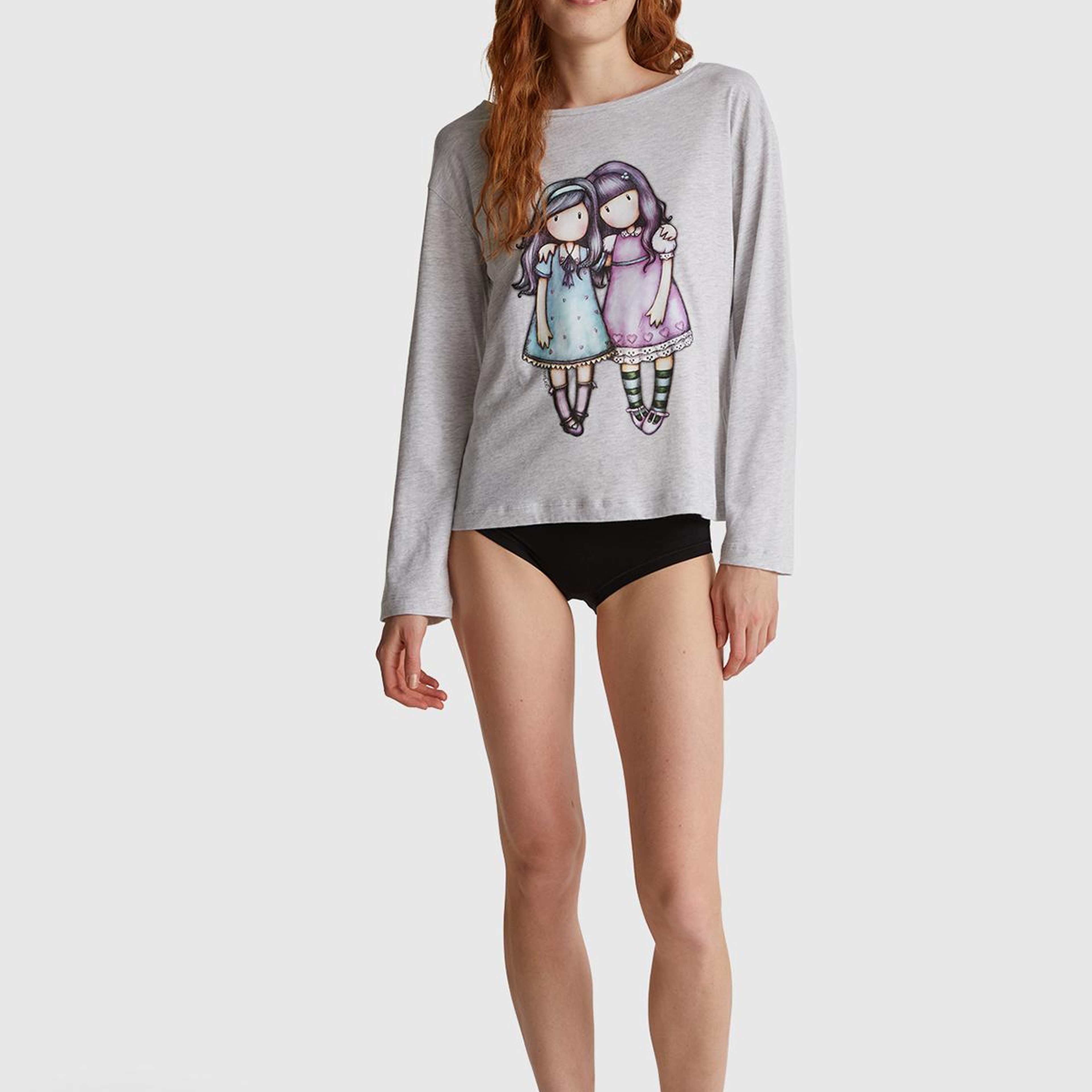 Kadın Beyaz Koton Karışımlı Gorjuss Baskılı Pijama üstü