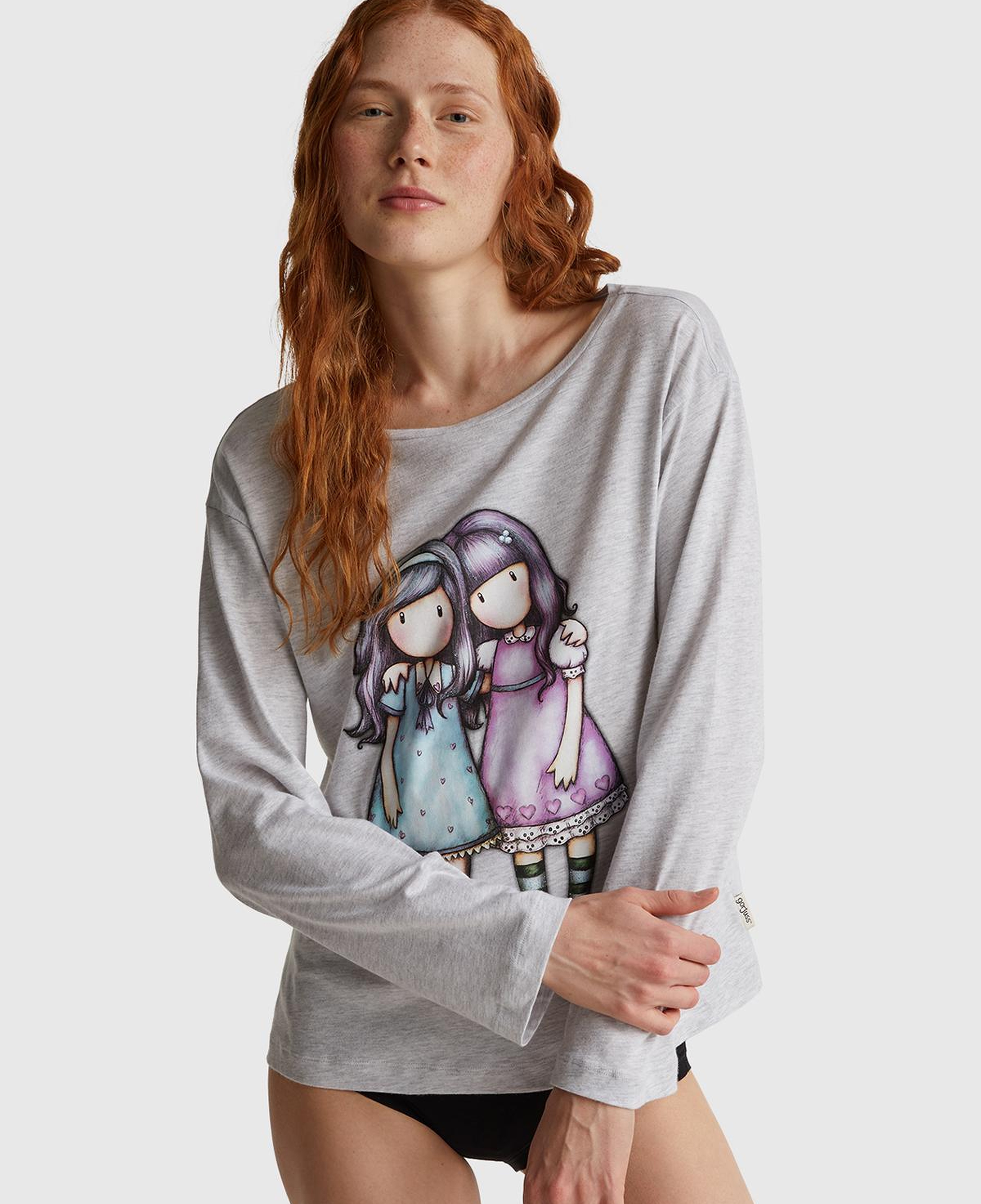 Kadın Beyaz Koton Karışımlı Gorjuss Baskılı Pijama üstü