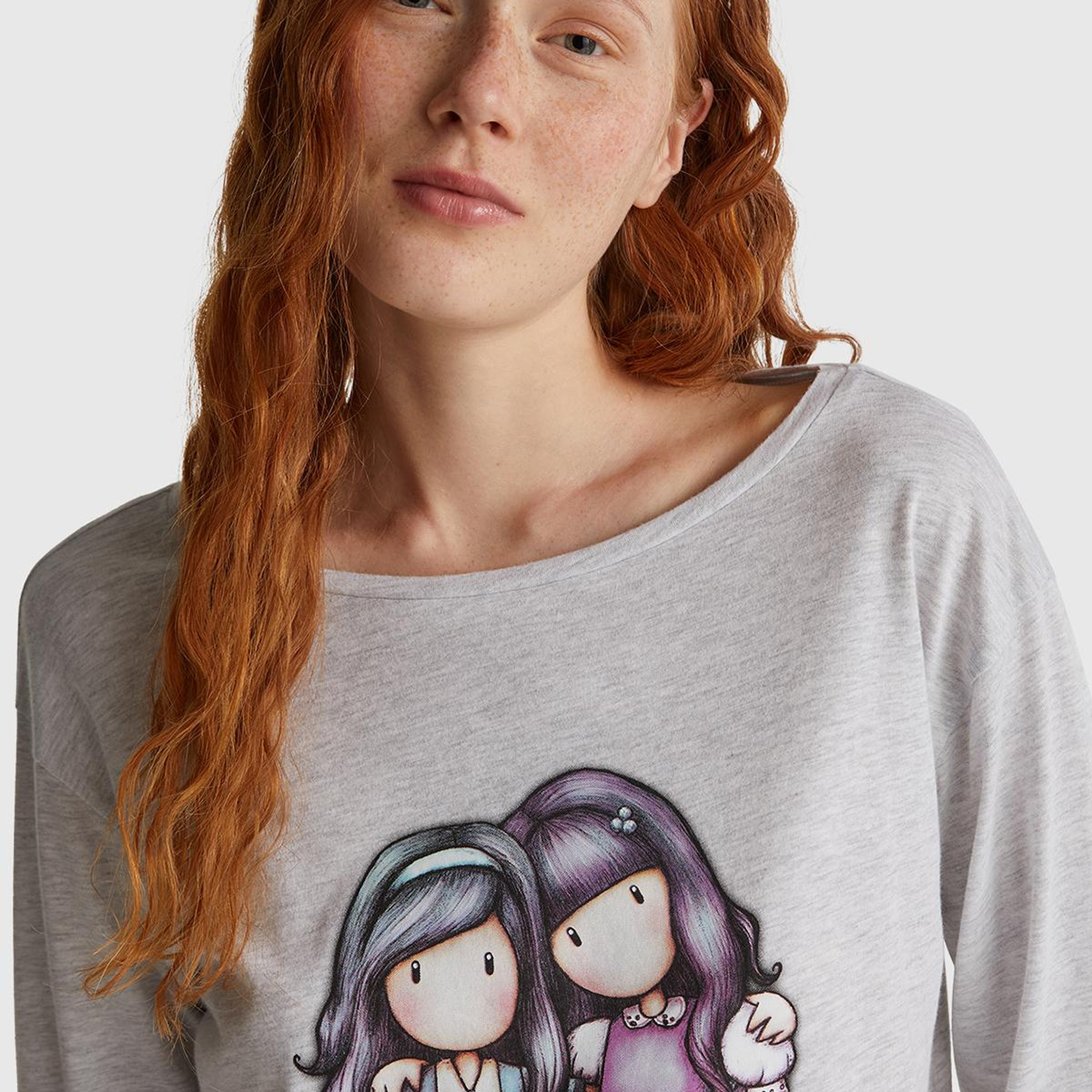 Kadın Beyaz Koton Karışımlı Gorjuss Baskılı Pijama üstü
