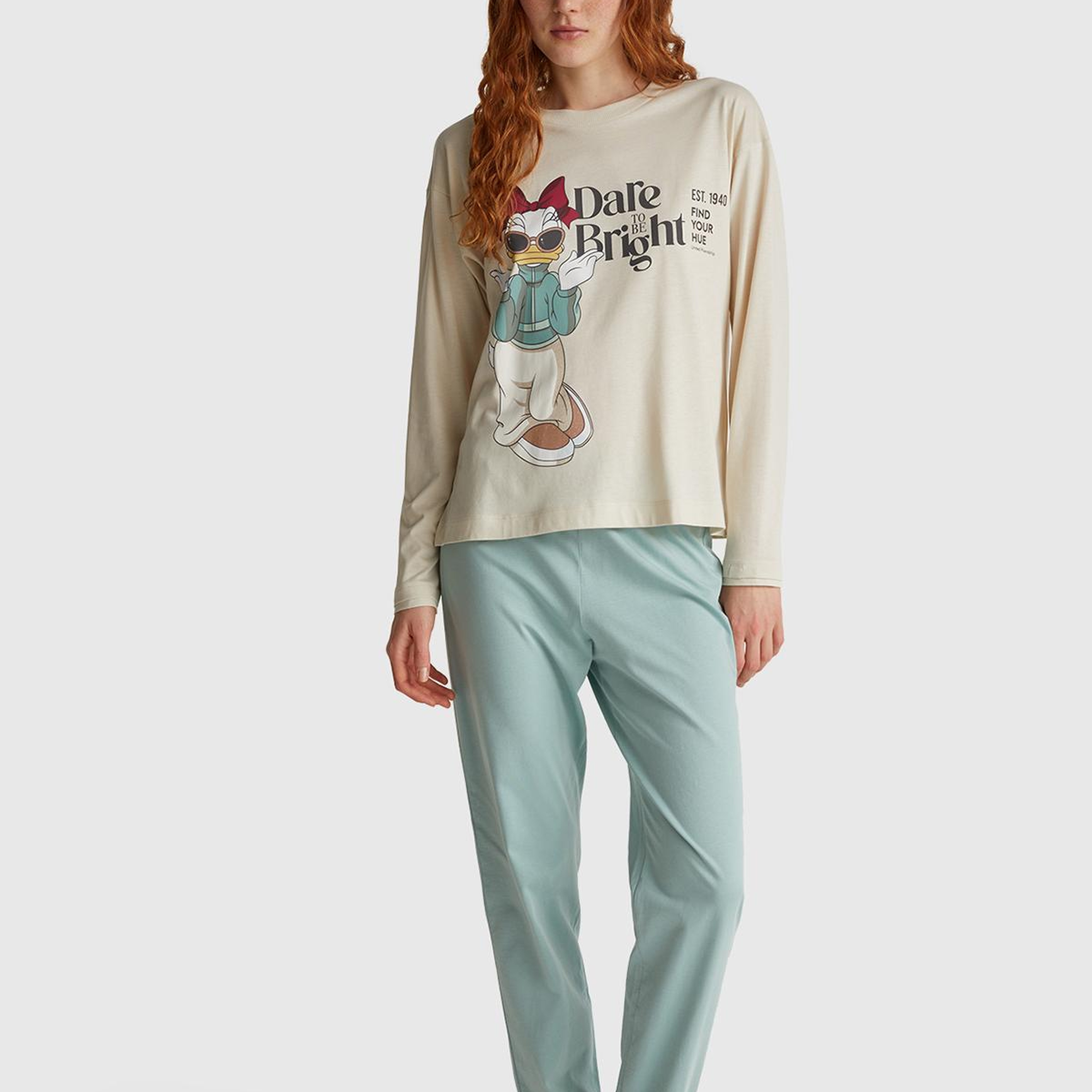 Kadın Krem Koton Karışımlı Disney Baskılı Pijama üstü