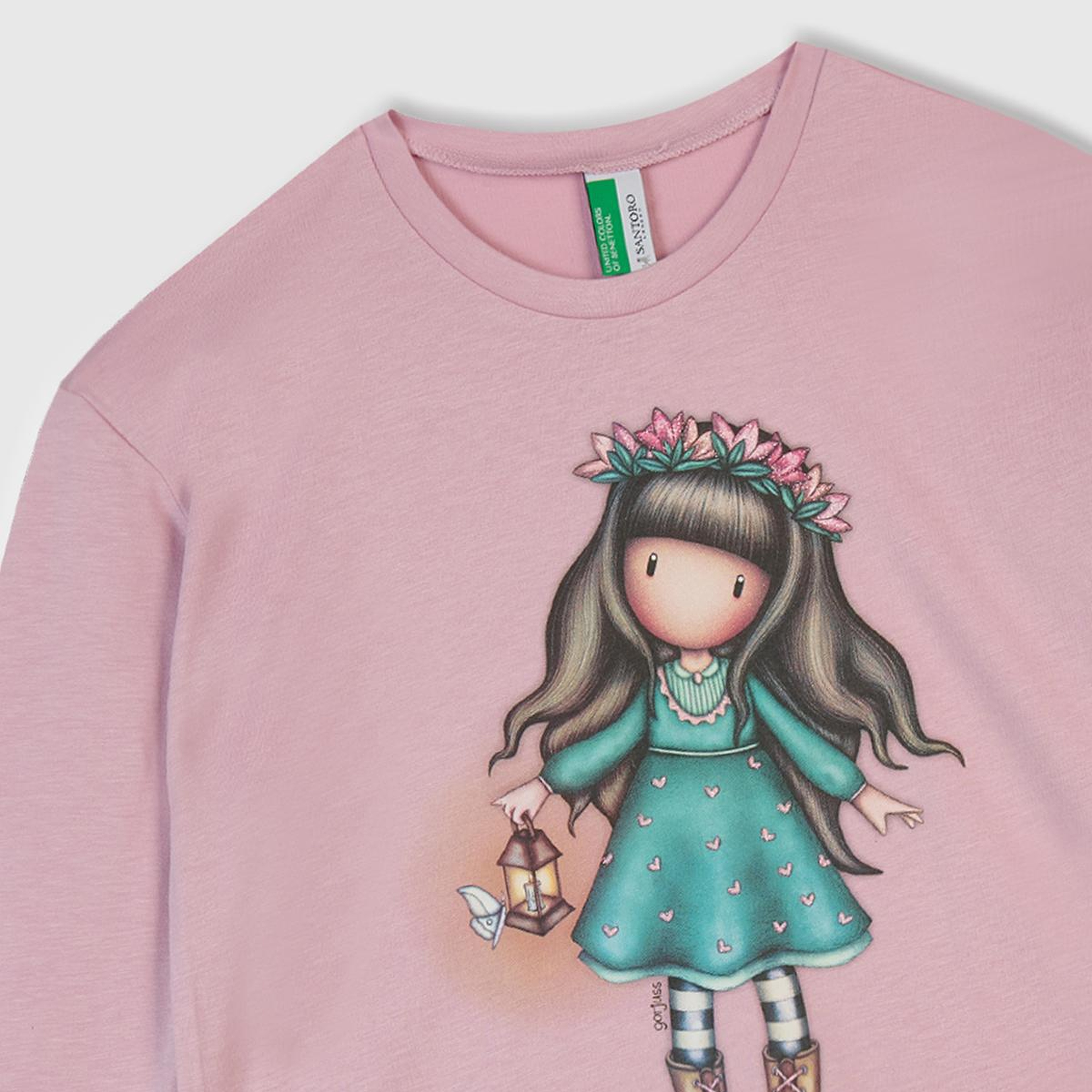 Kız Çocuk Toz Pembe-Turkuaz Üstü Baskılı Altı Desenli Pijama Takımı