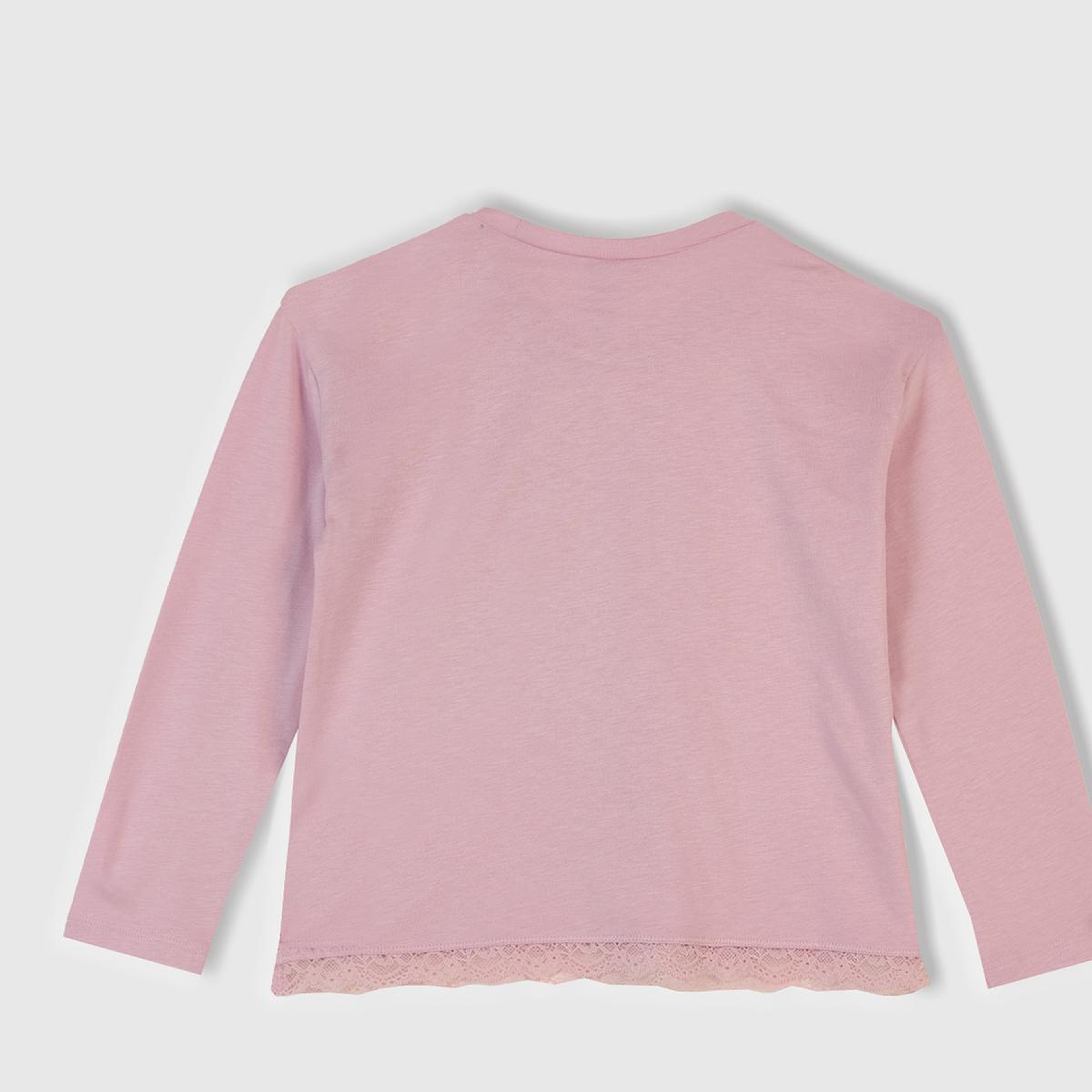 Kız Çocuk Toz Pembe-Turkuaz Üstü Baskılı Altı Desenli Pijama Takımı
