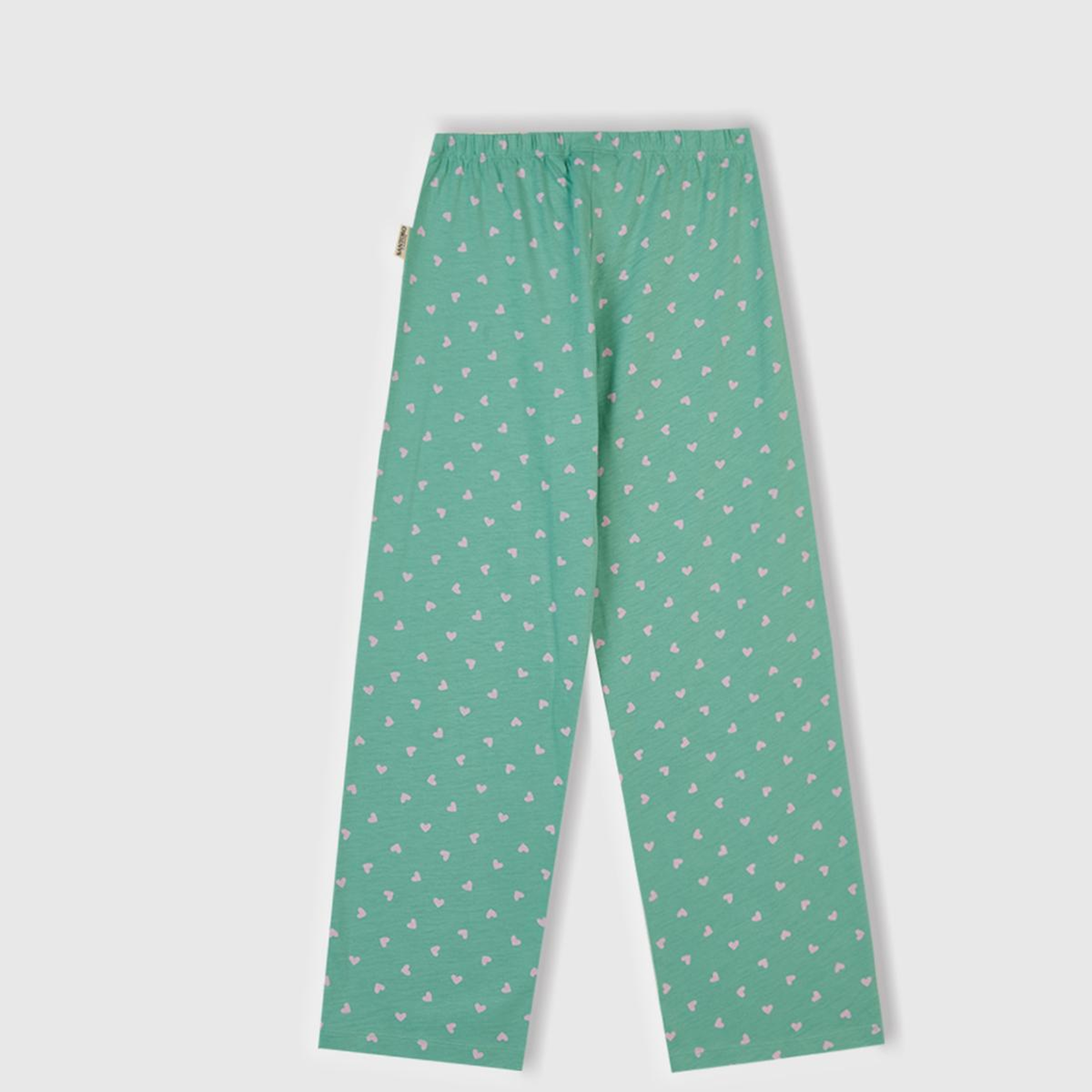 Kız Çocuk Toz Pembe-Turkuaz Üstü Baskılı Altı Desenli Pijama Takımı