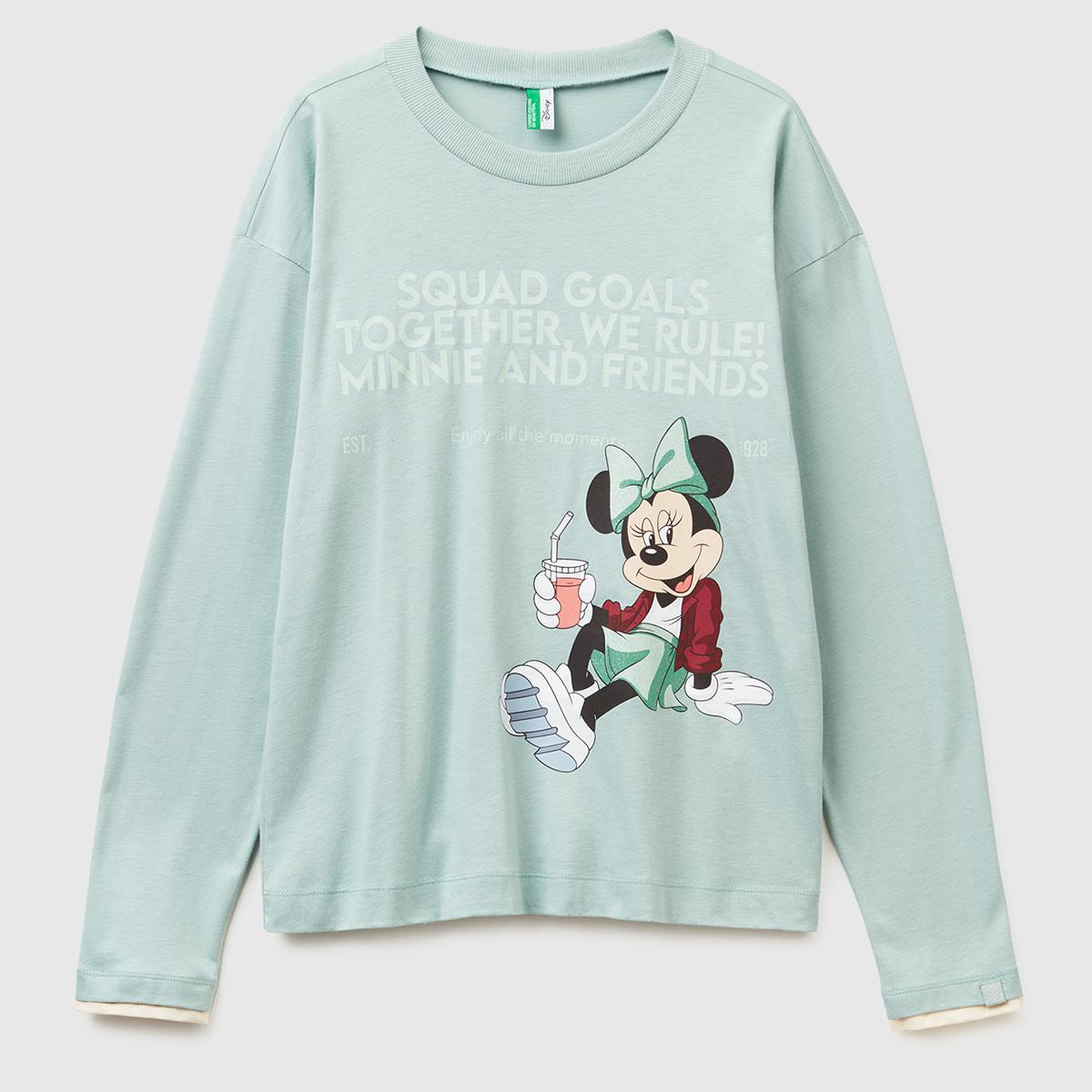 Kadın Açık Yeşil Koton Karışımlı Disney Baskılı Pijama üstü