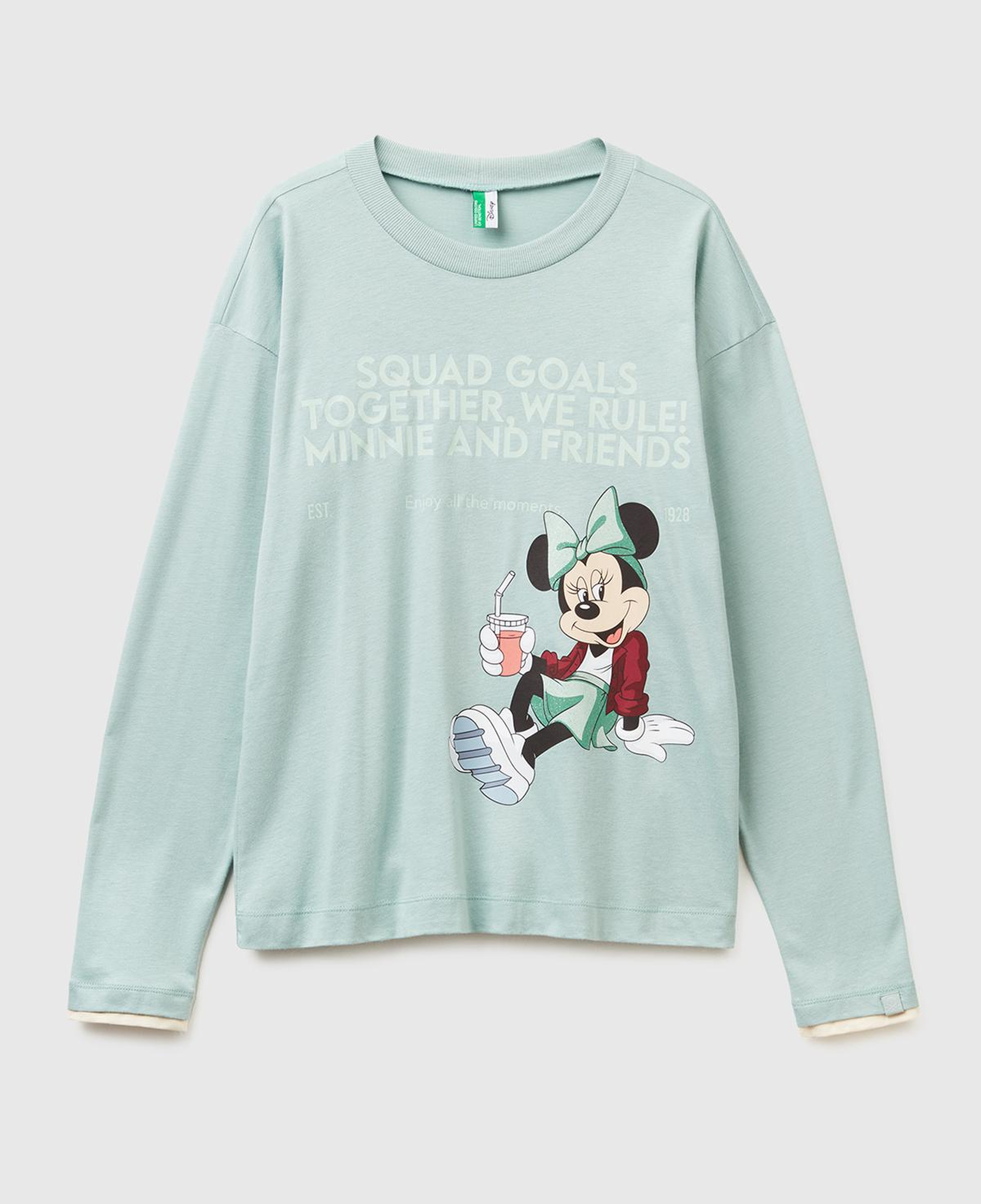 Kadın Açık Yeşil Koton Karışımlı Disney Baskılı Pijama üstü