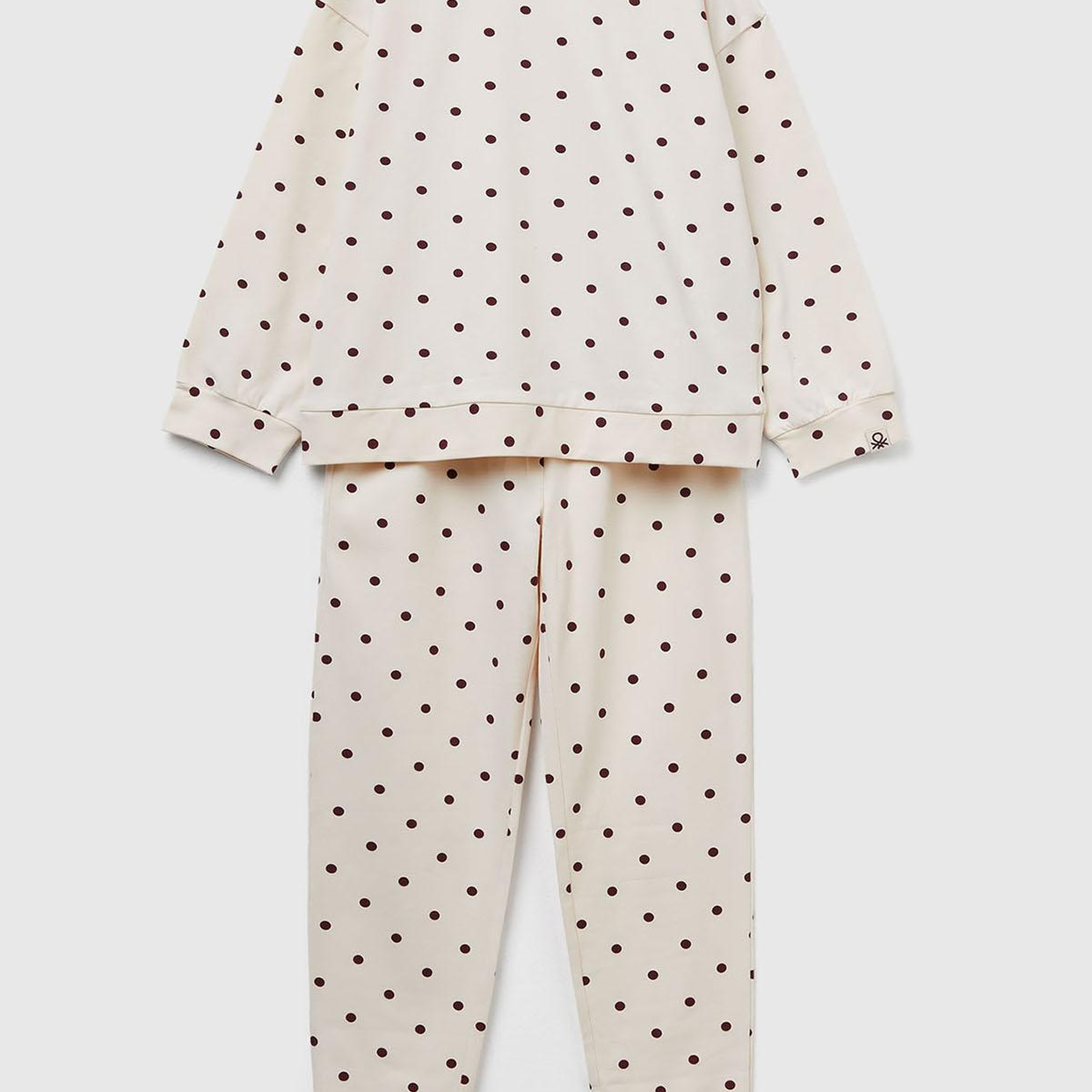 Kız Çocuk Ekru  Tamamı Desenli Pijama Takımı