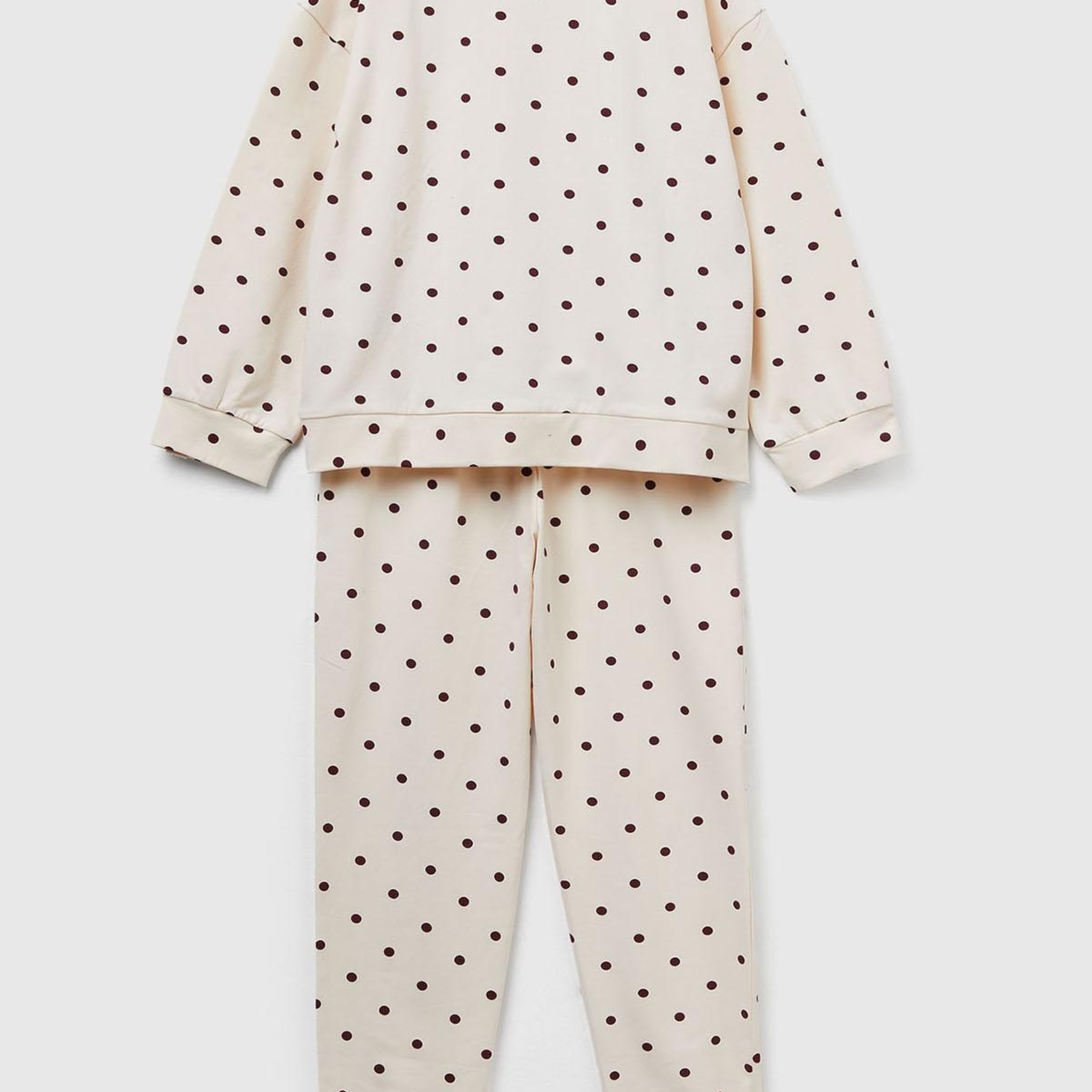 Kız Çocuk Ekru  Tamamı Desenli Pijama Takımı