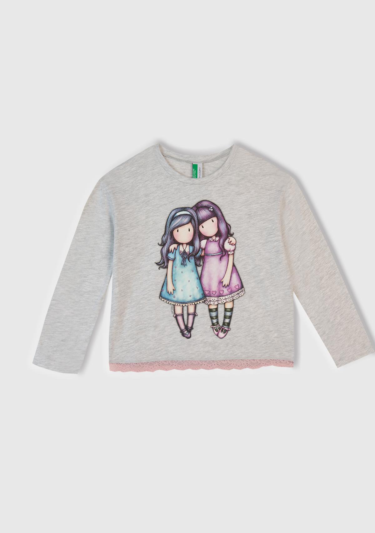 Kız Çocuk Beyaz Mix Üstü Baskılı Altı Desenli Pijama Takımı