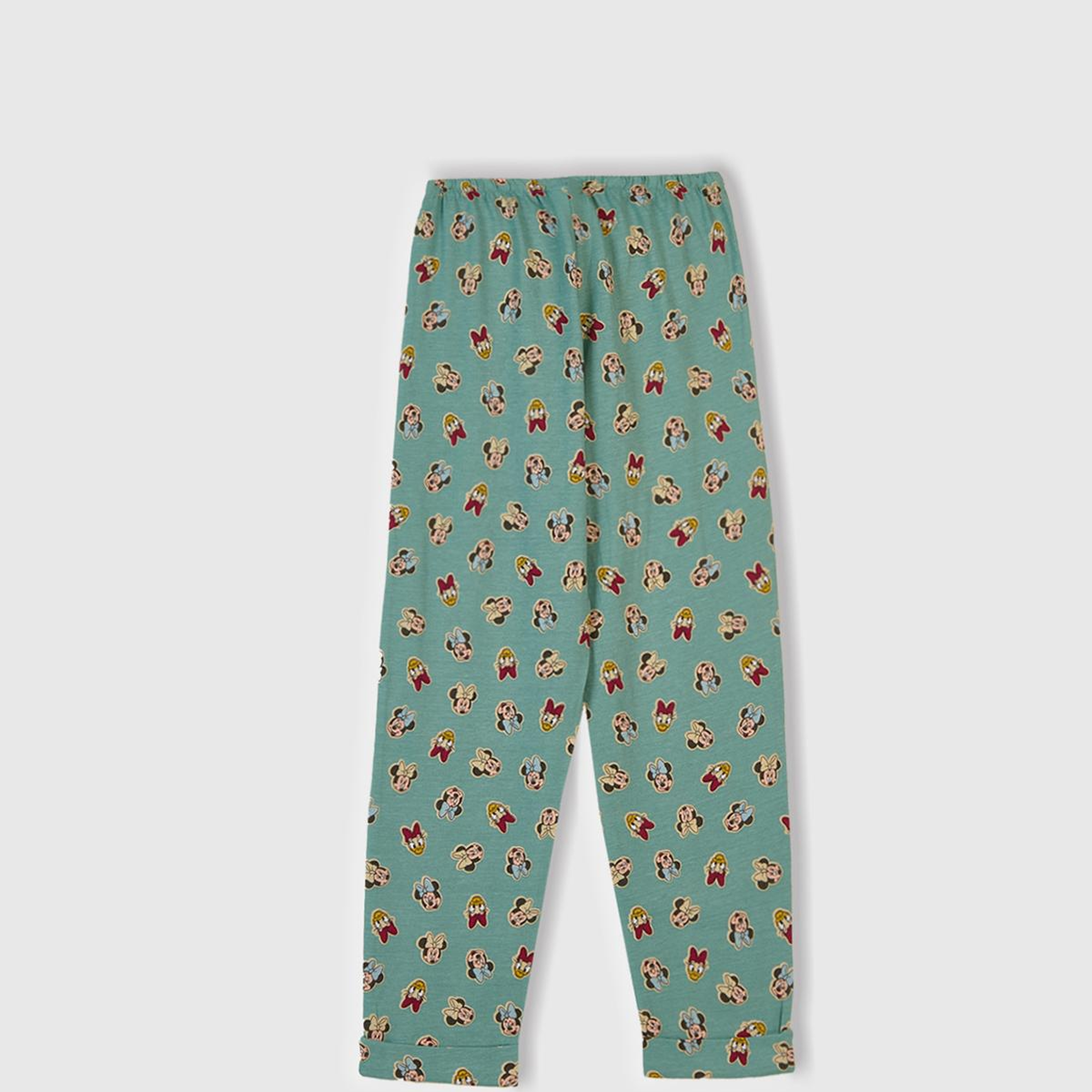 Kız Çocuk Krem Üstü Disney Baskılı Altı Desenli Paçası Kıvrık Pijama Takımı