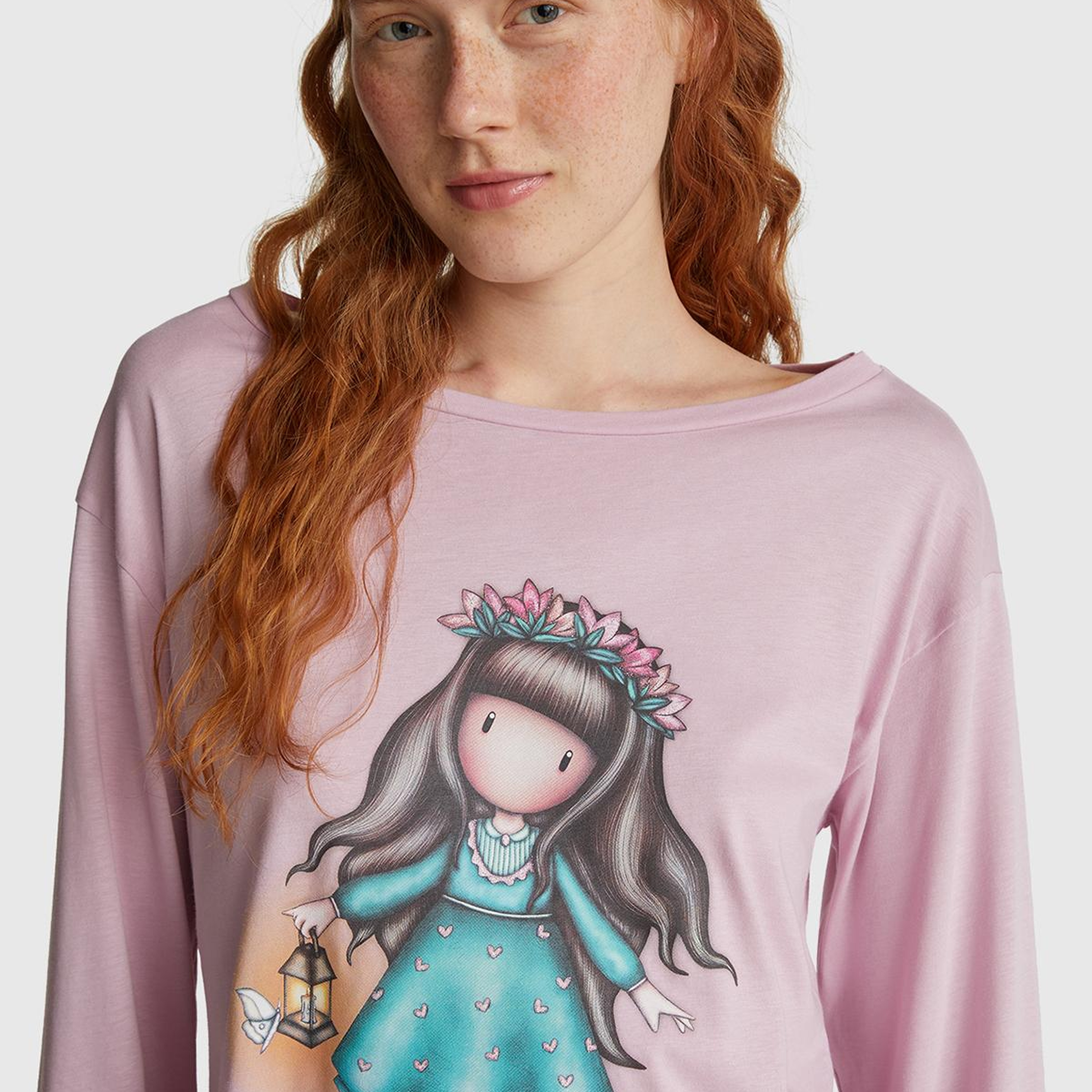 Kadın Toz Pembe Koton Karışımlı Gorjuss Baskılı Pijama üstü