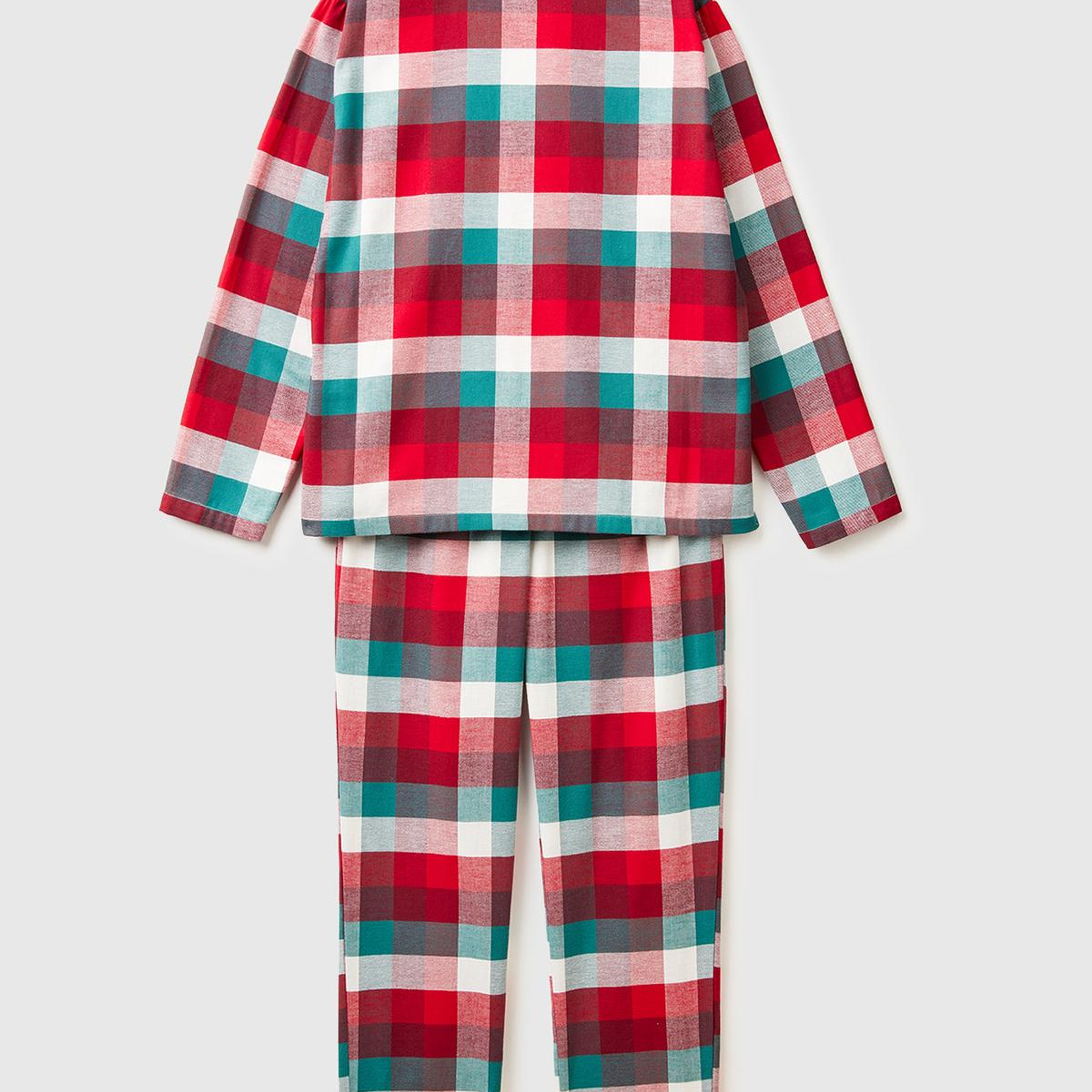 Erkek Kırmızı Ekoseli %100 Koton Ekoseli Pijama Takımı