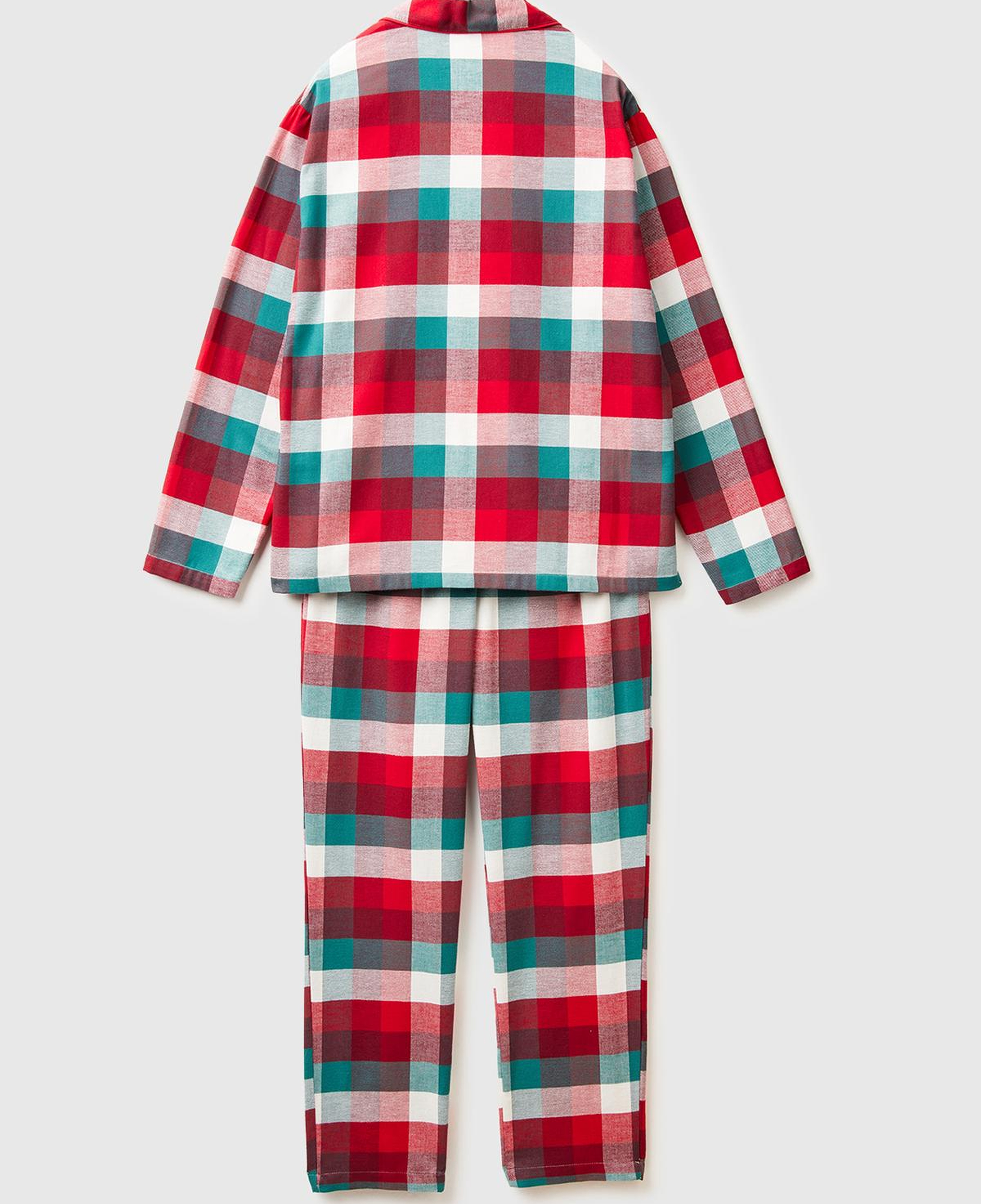 Erkek Kırmızı Ekoseli %100 Koton Ekoseli Pijama Takımı