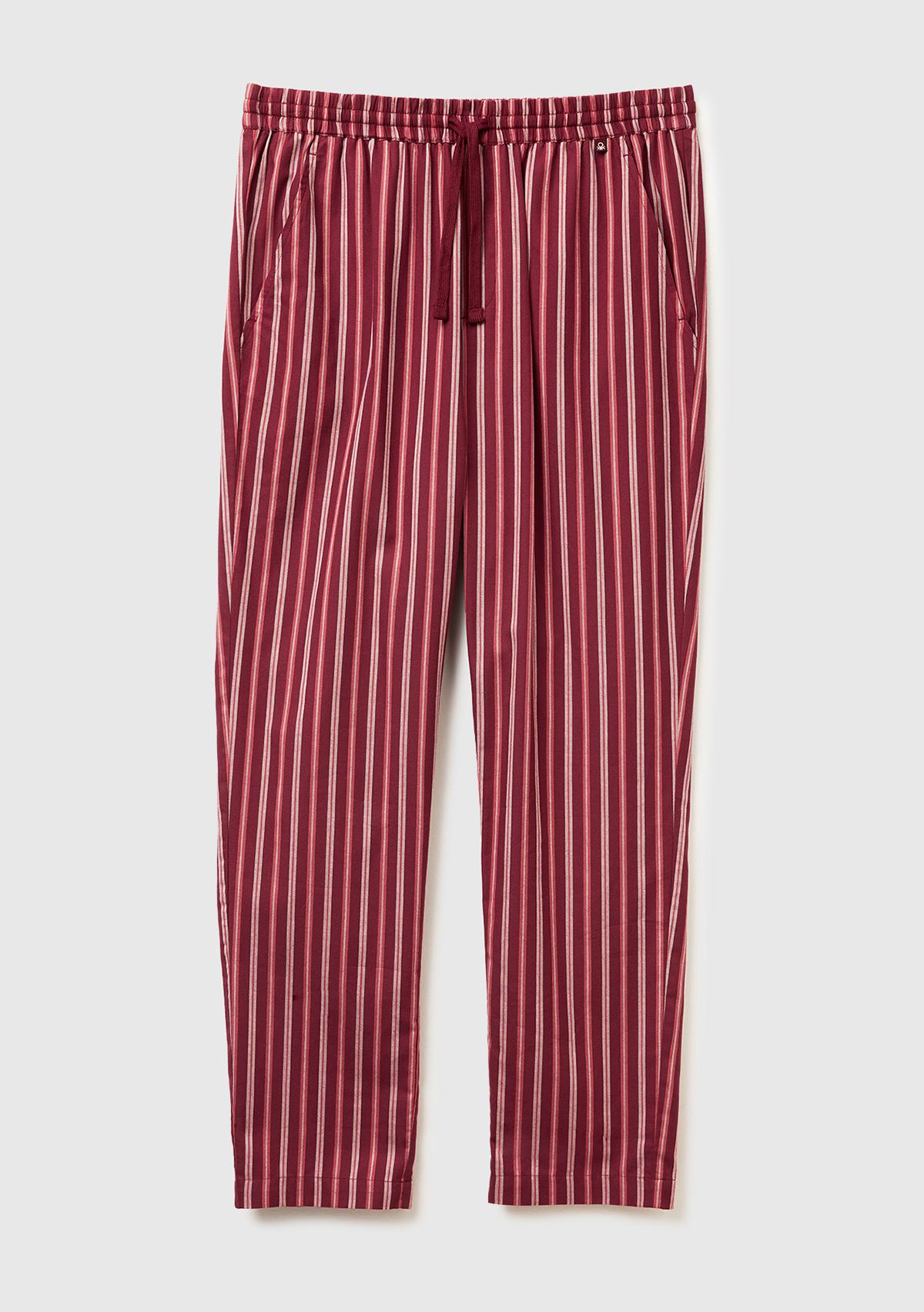 Erkek Kırmızı Kare Desenli Büzgü İpli Pijama Altı