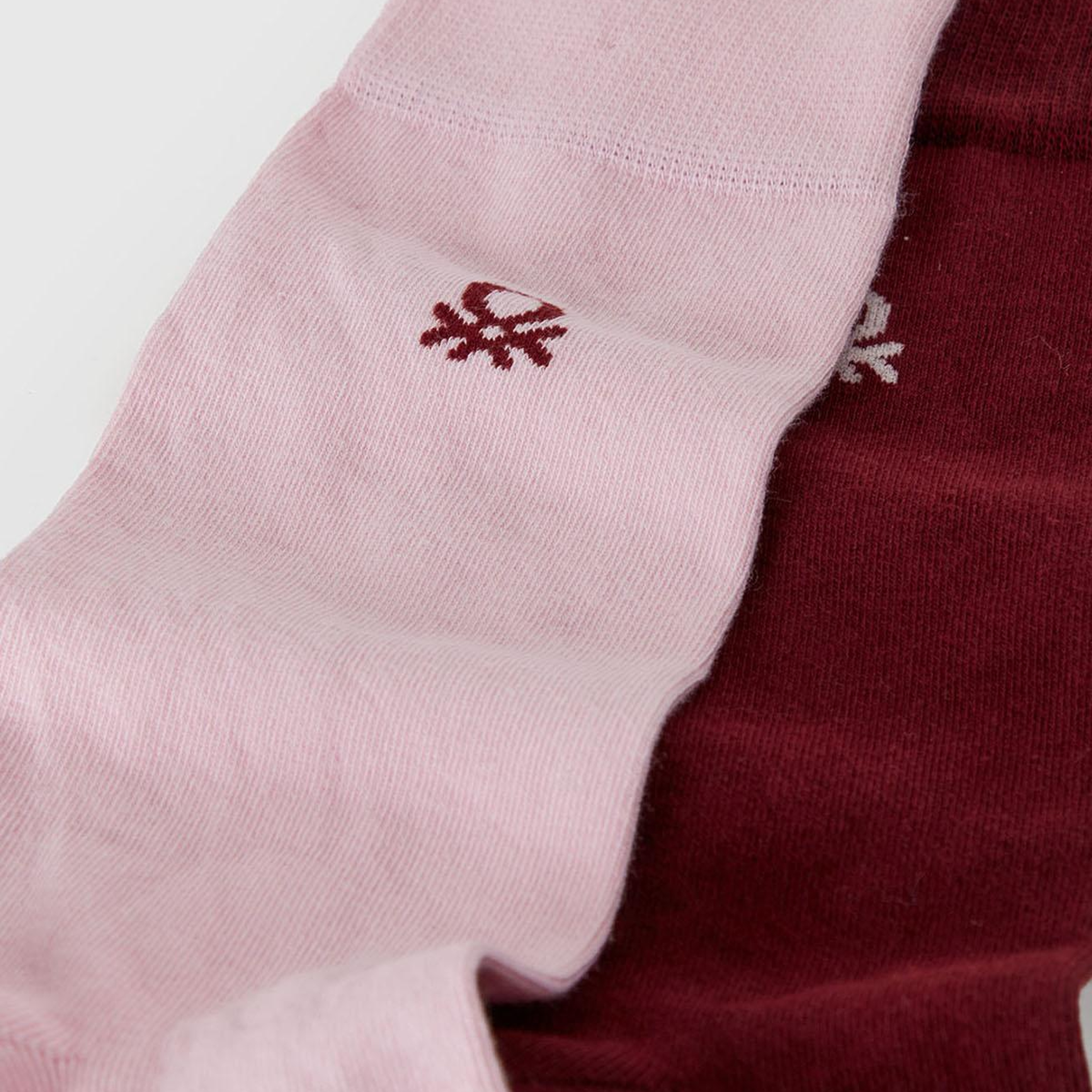 Unisex Pembe-Bordo Pamuk Karışımlı Logo Detaylı 2'li Uzun Çorap Seti