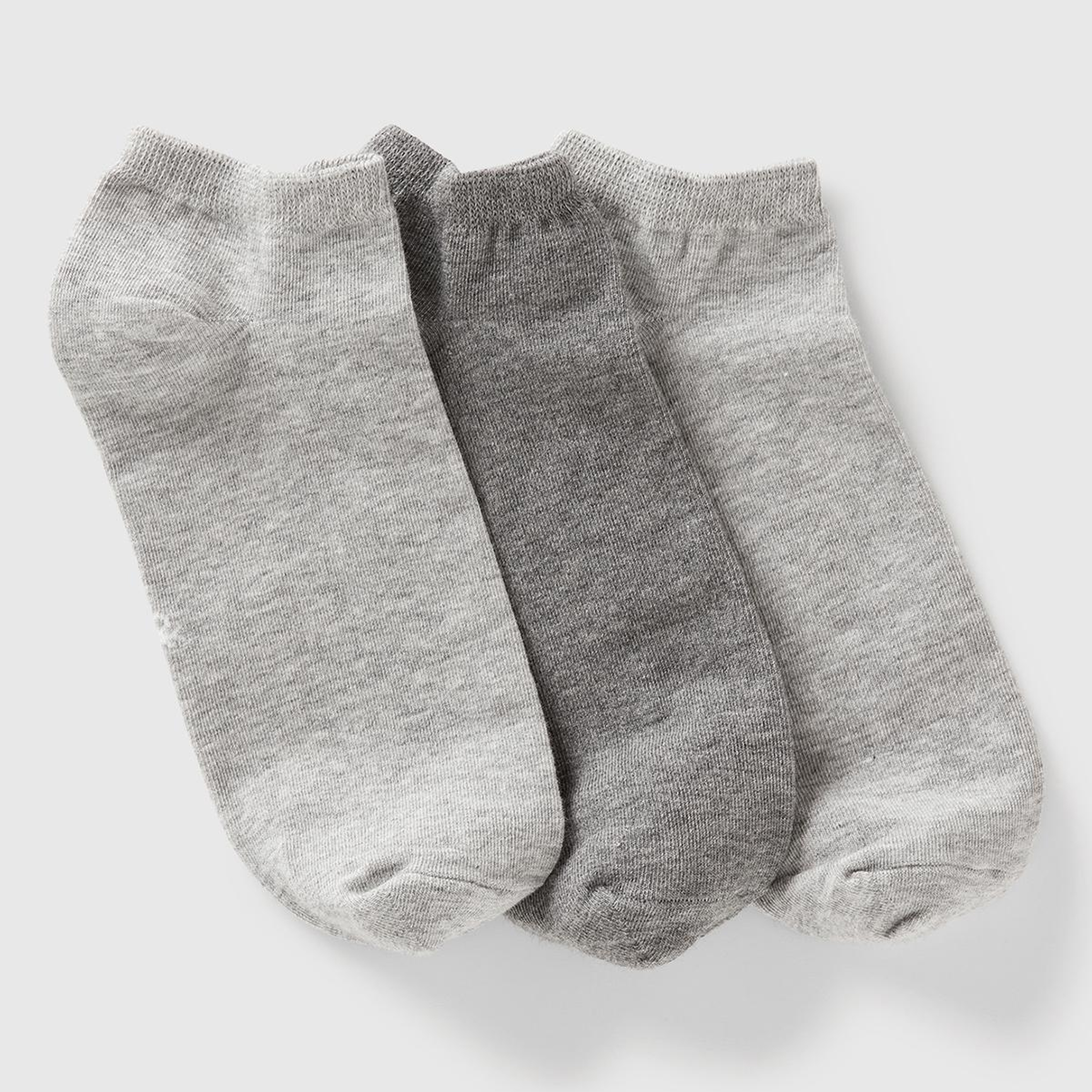 Unisex Beyaz-Krem-Gri 3'lü Patik Çorap