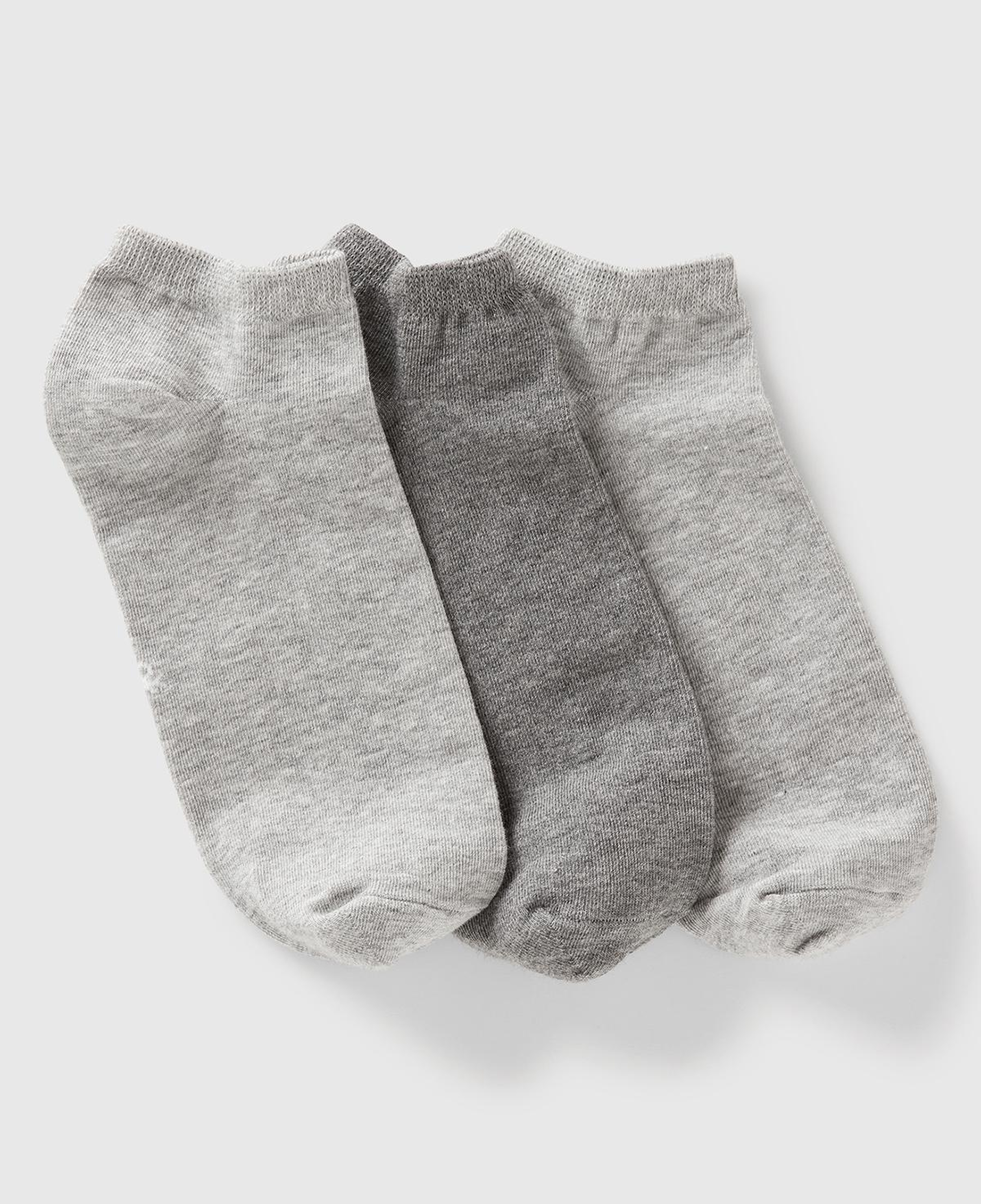 Unisex Beyaz-Krem-Gri 3'lü Patik Çorap
