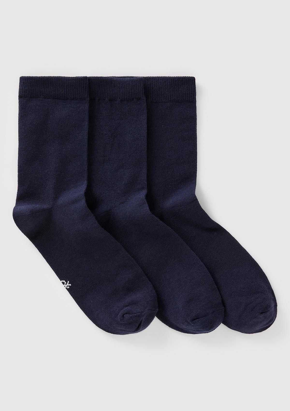 Unisex Koyu Mavi 3'lü Soket Çorap