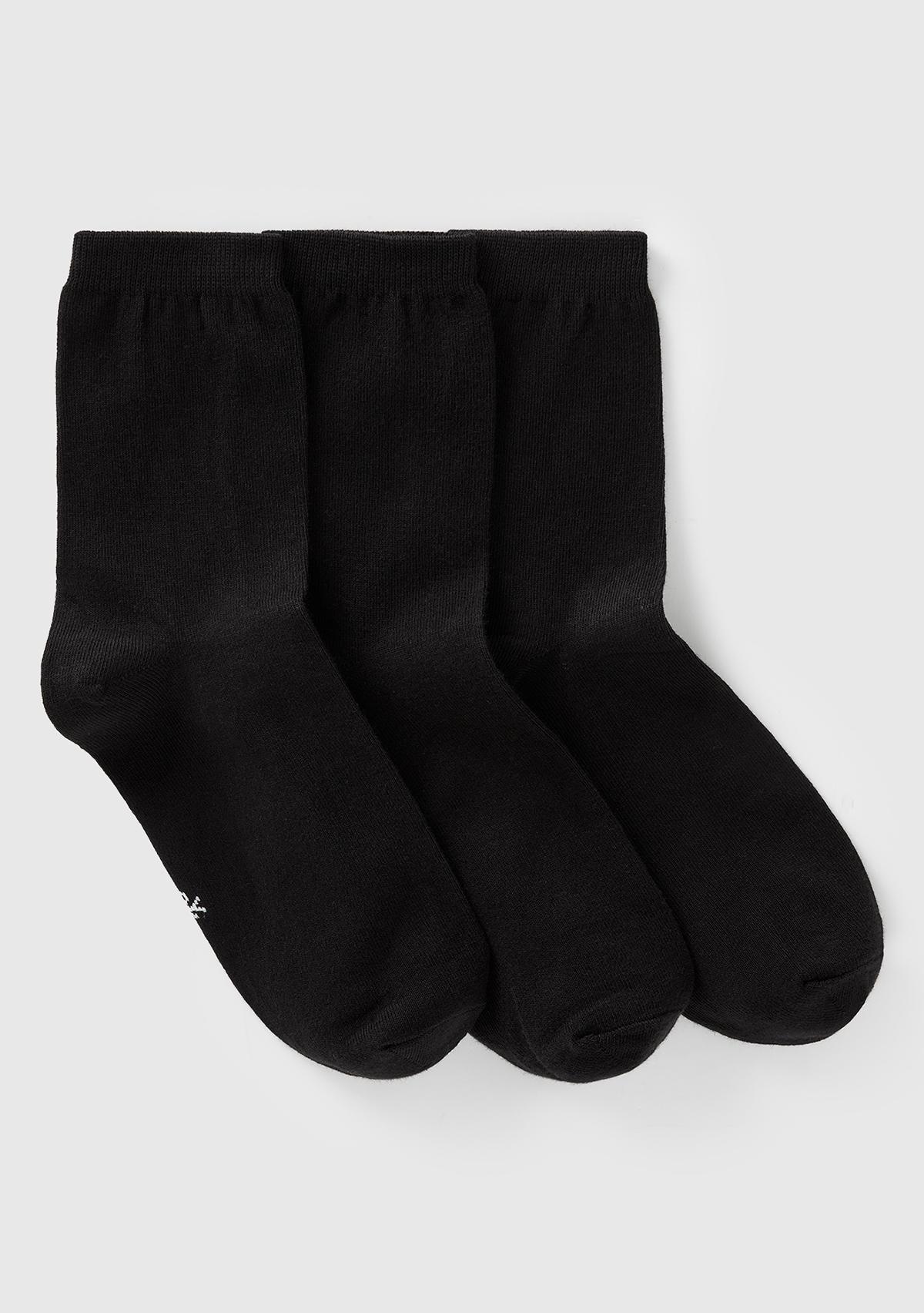 Unisex Siyah 3'lü Soket Çorap