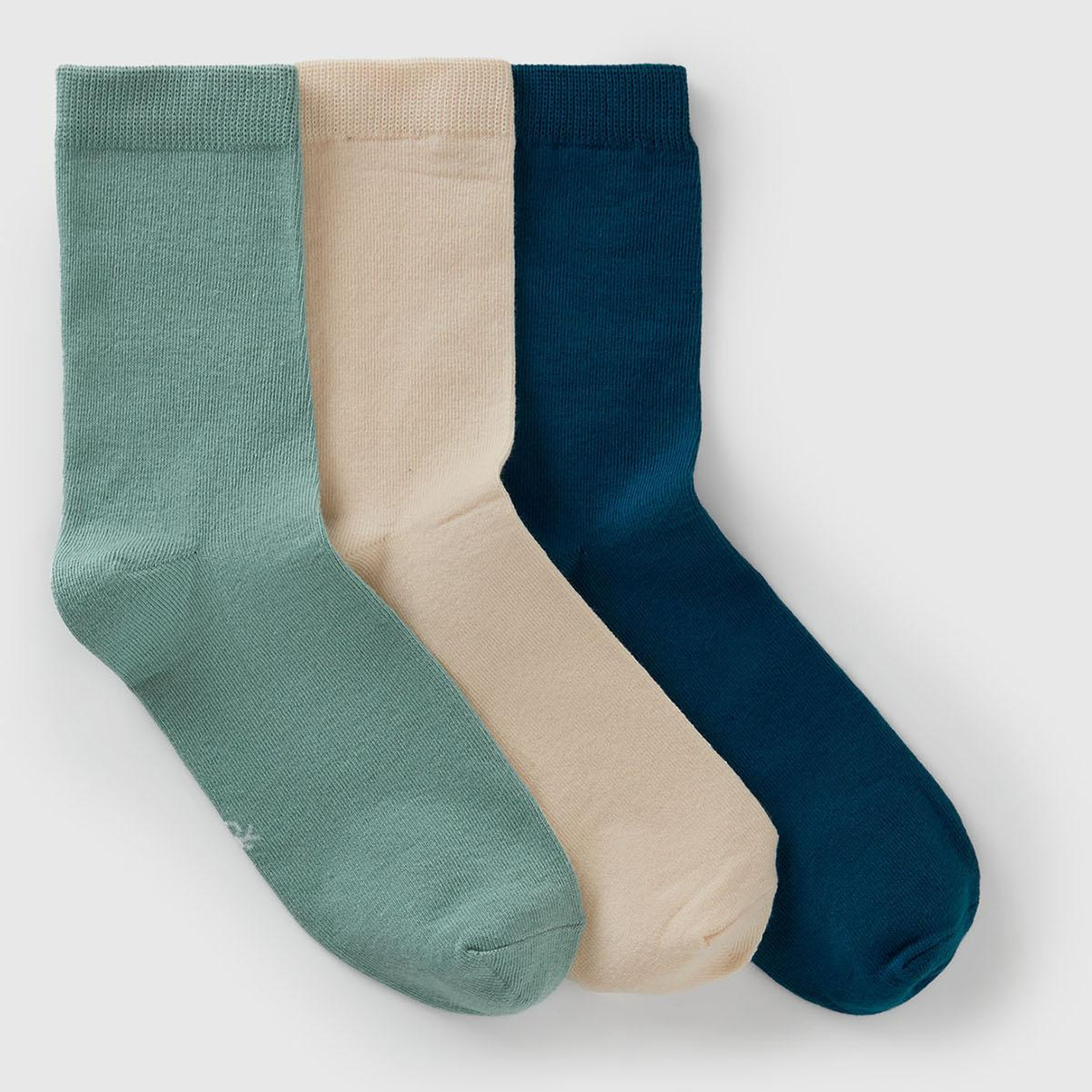 Unisex Krem-Yeşil-Mavi 3'lü Soket Çorap