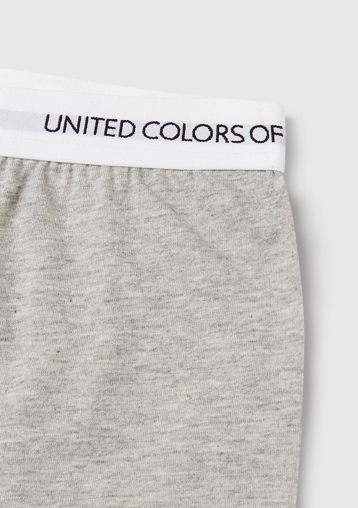 Erkek Çocuk Gri Melanj Logo Şeritli T-Shirt - Jogger Takım
