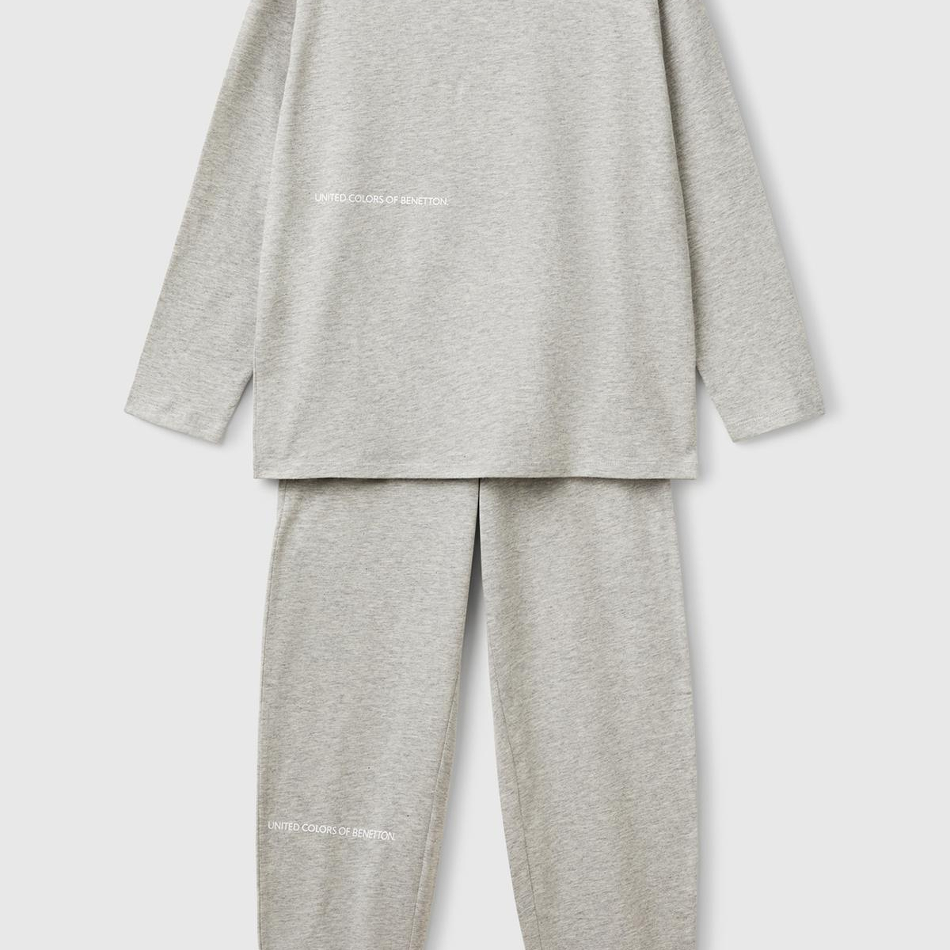 Erkek Çocuk Gri Melanj Logo Şeritli T-Shirt - Jogger Takım