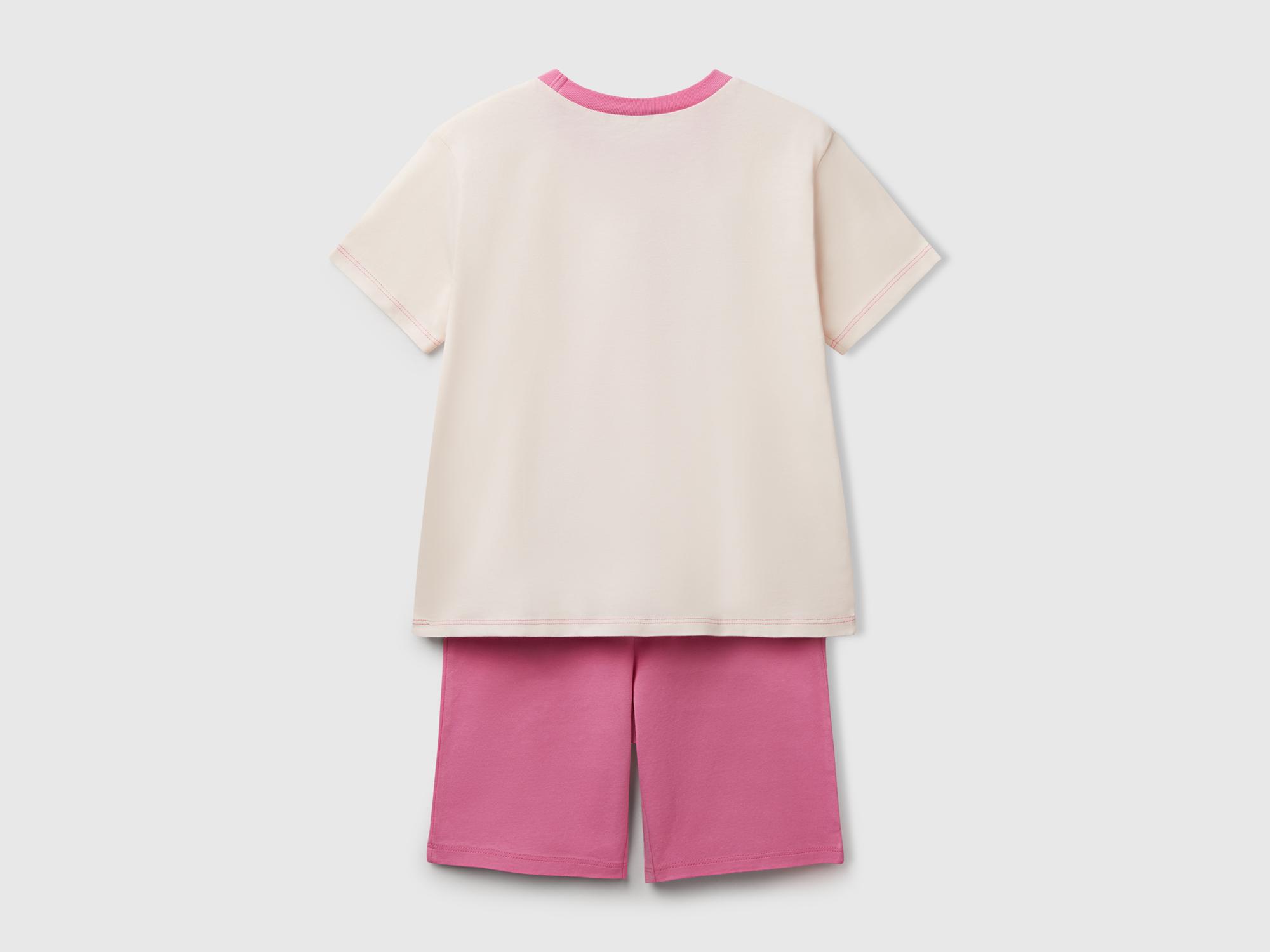 Erkek Çocuk Pembe Yazı Baskılı T-Shirt ve Şort Pijama Takım