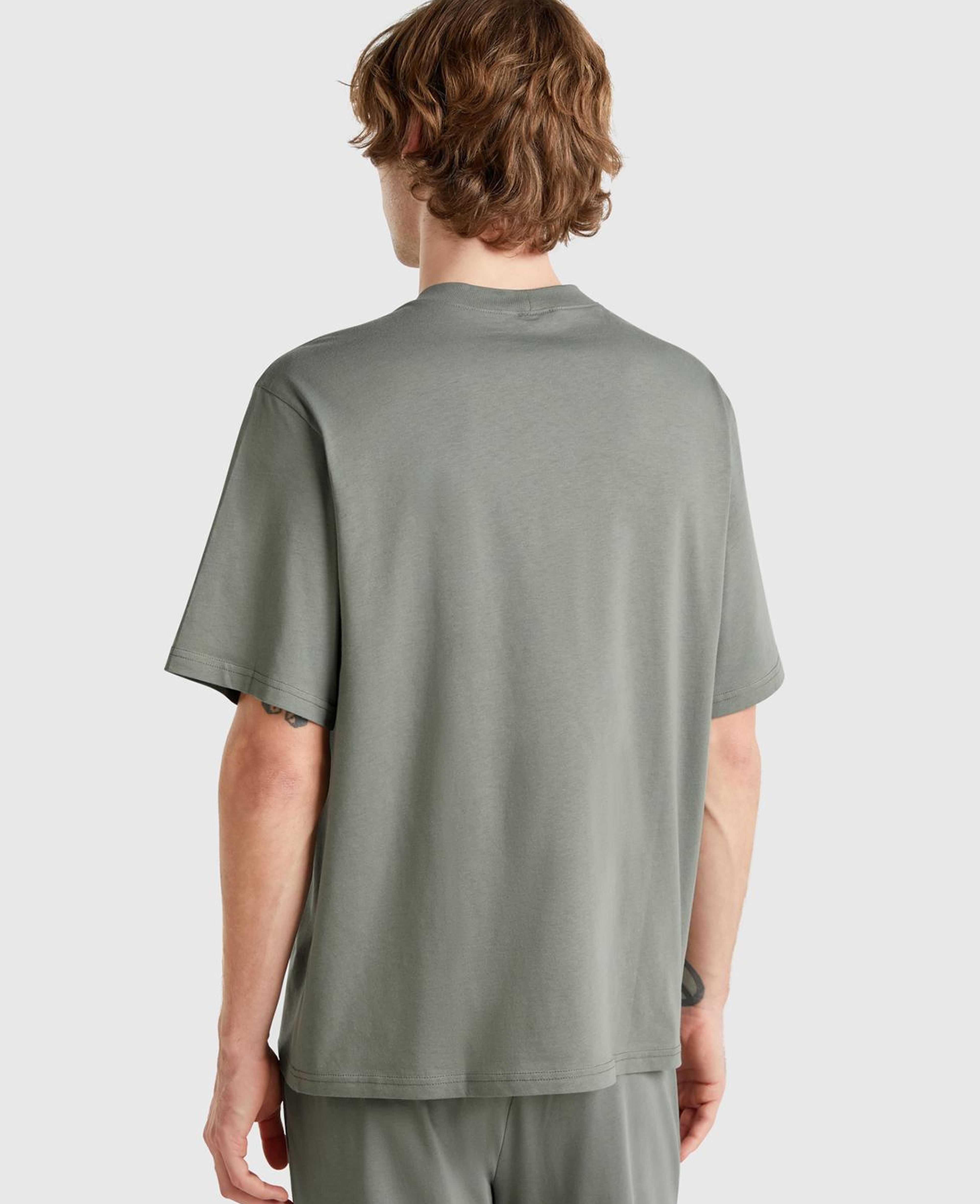 Erkek Soluk Yeşil %100 Koton Benetton Yazılı T-Shirt