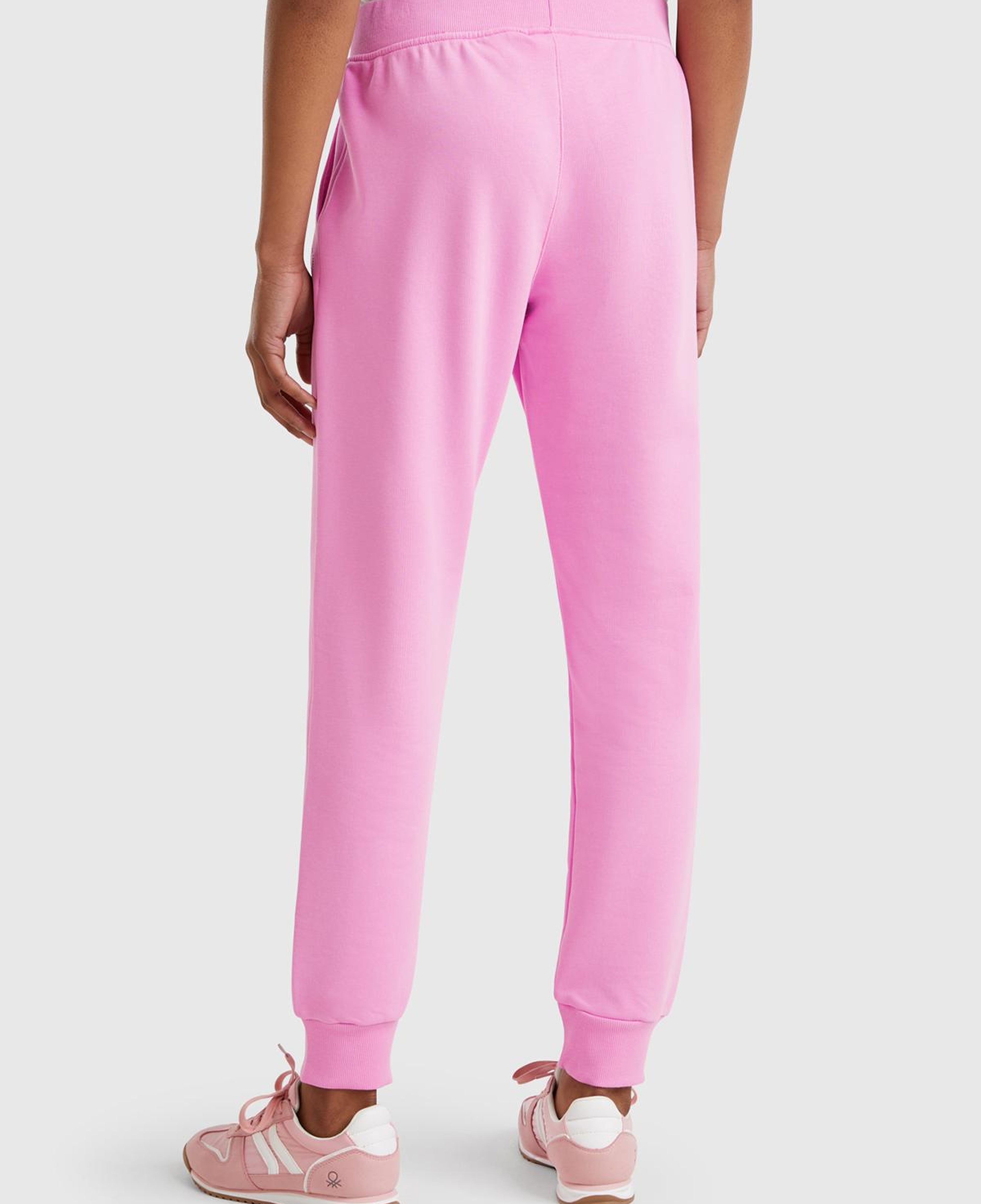 Kadın Pembe Pamuk Karışımlı Logo Baskılı Beli Lastikli Jogger Eşofman Altı