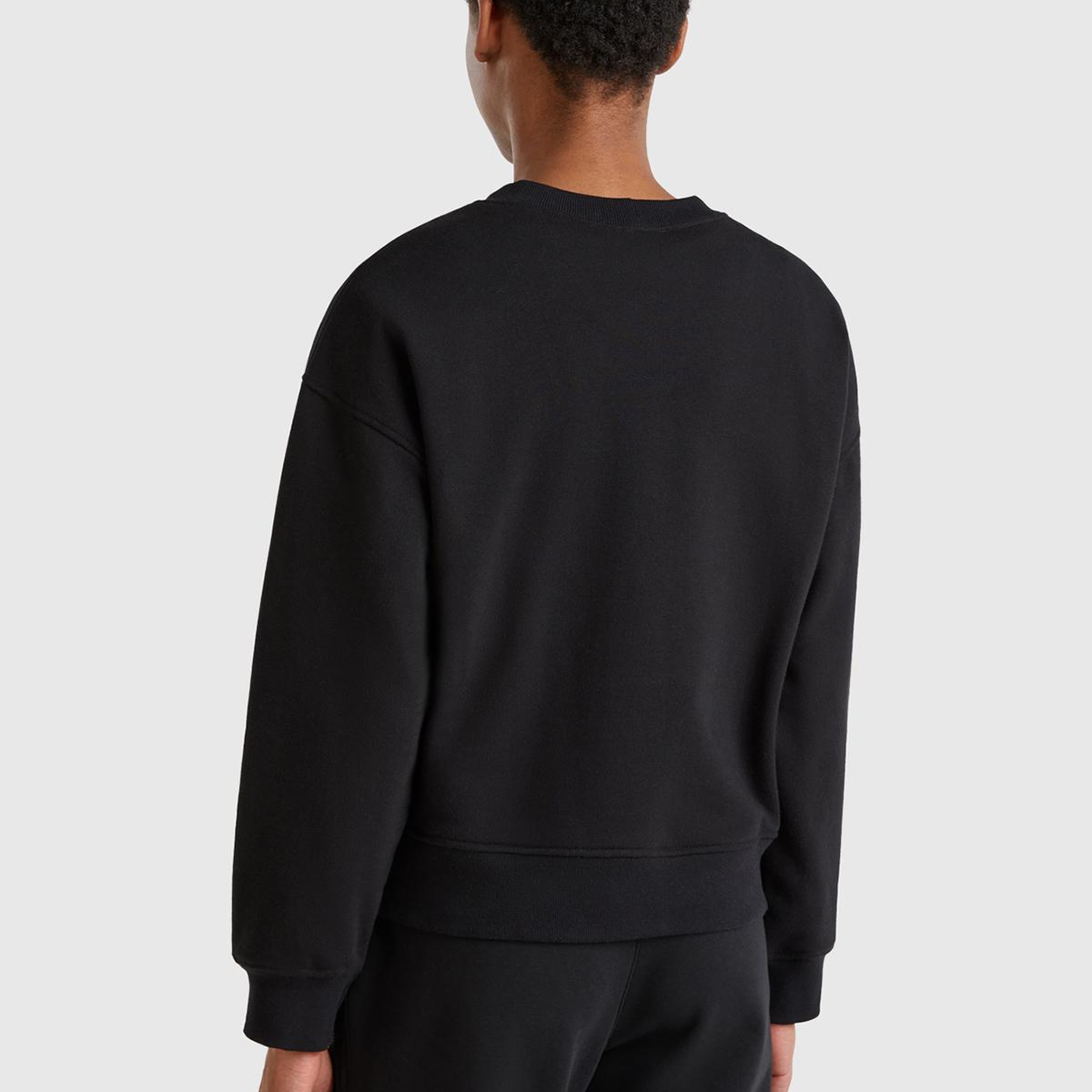 Kadın Siyah Pamuk Karışımlı Logo Baskılı Bisiklet Yaka Sweatshirt