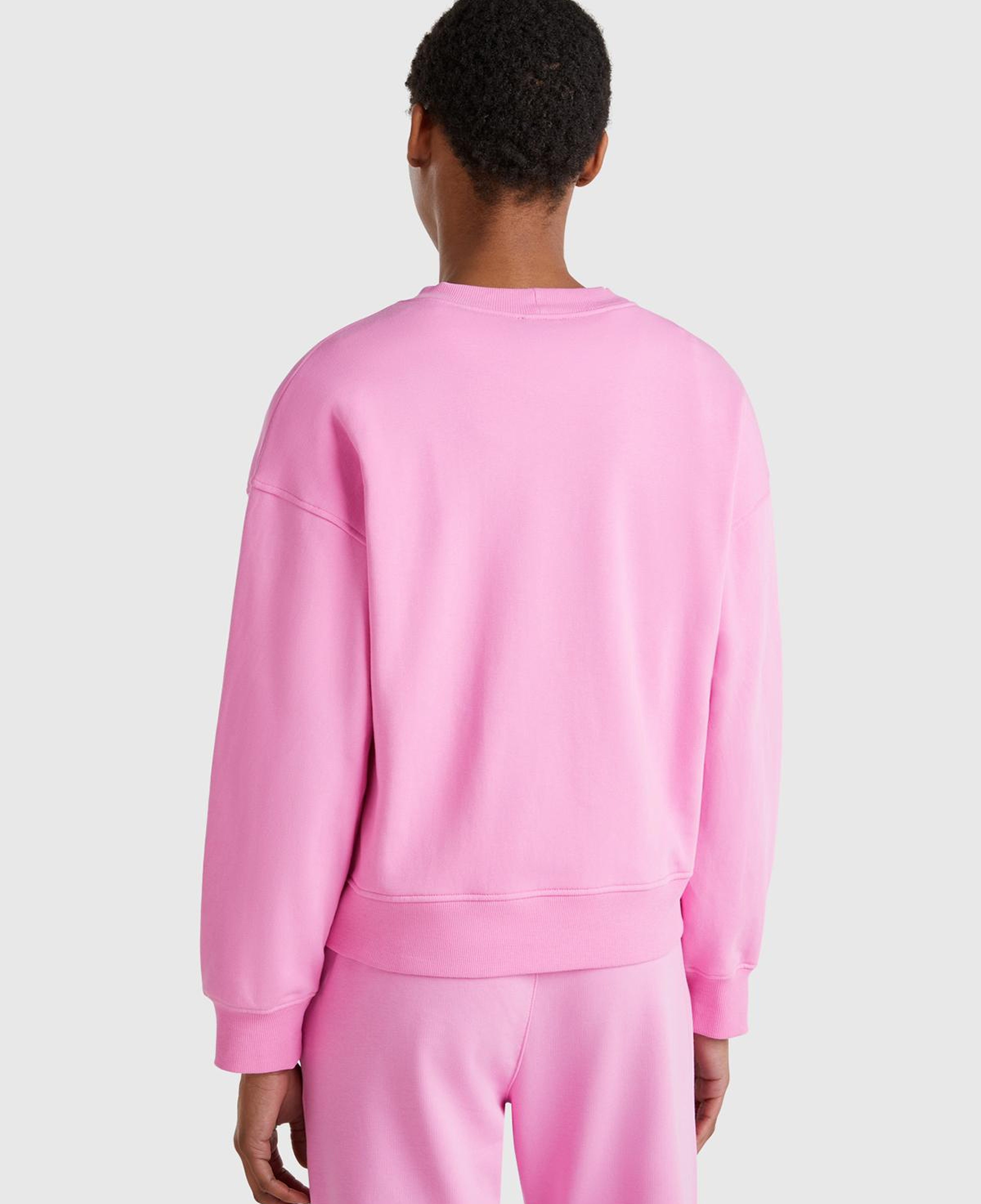 Kadın Pembe Pamuk Karışımlı Logo Baskılı Bisiklet Yaka Sweatshirt
