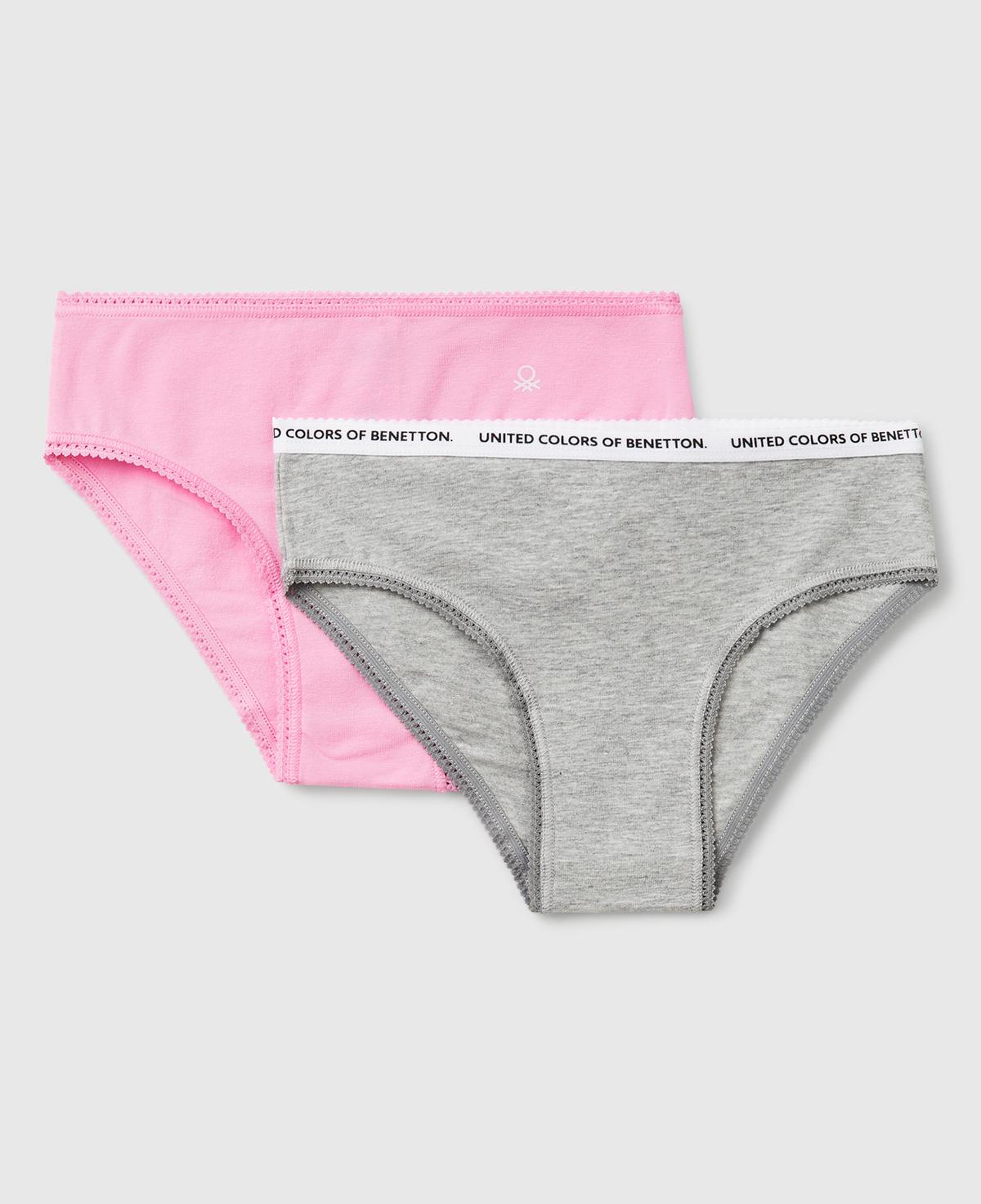 Kız Çocuk Pembe Logo Detaylı Klasik Kesim 2'li Külot Seti