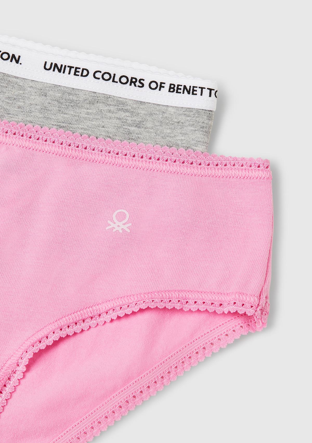 Kız Çocuk Pembe Logo Detaylı Klasik Kesim 2'li Külot Seti