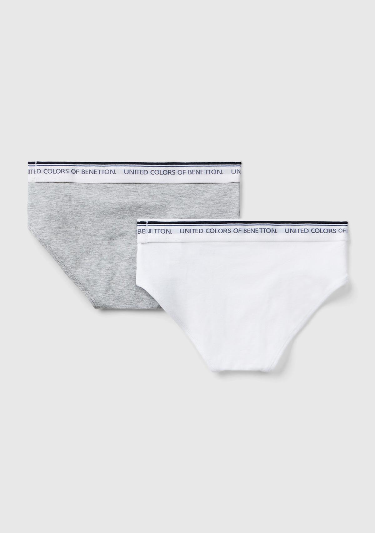 Erkek Çocuk Gri Beli Logo Baskılı Düz Renk 2'li Slip Seti