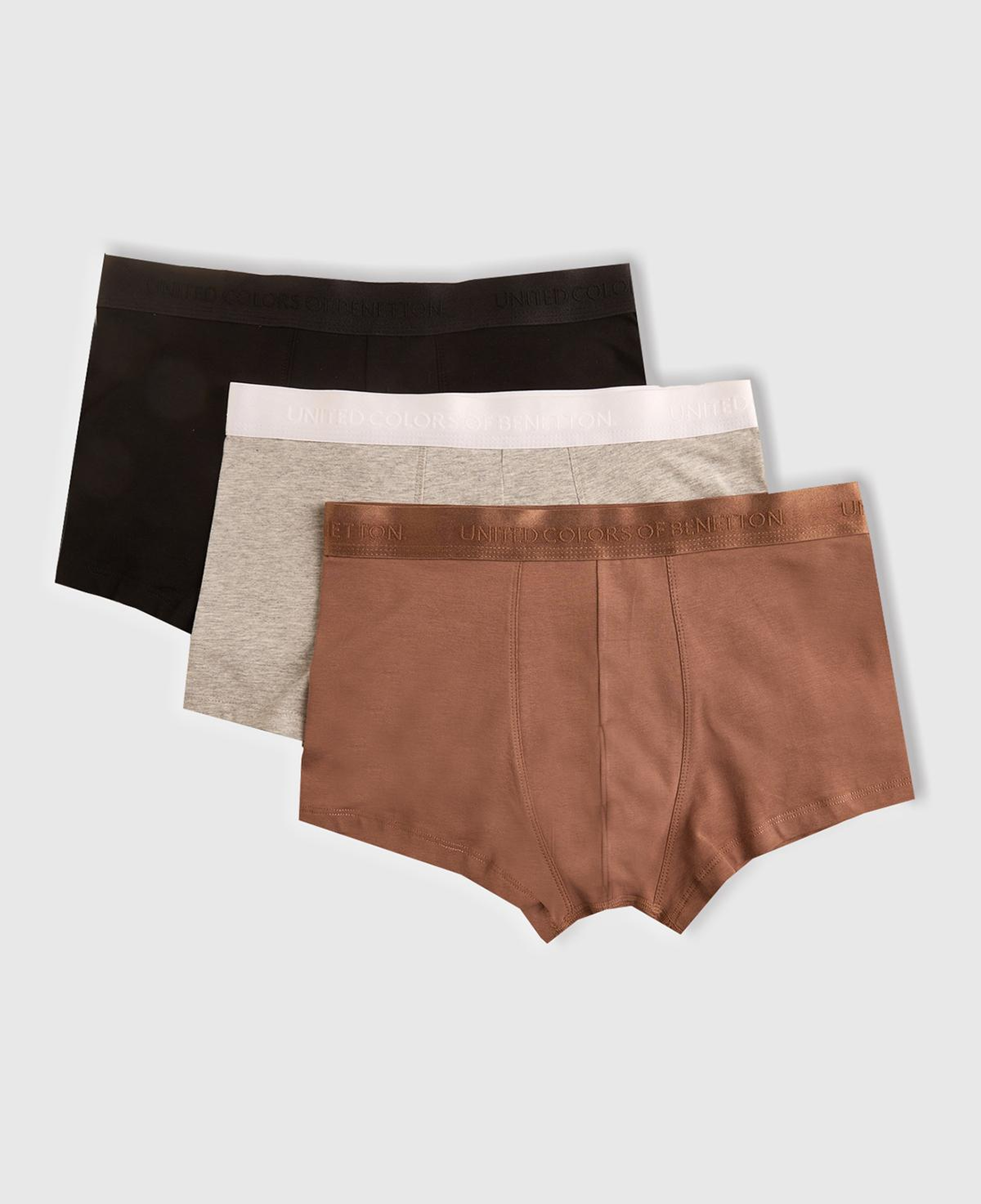 Erkek Gri Melanj Pamuk Karışımlı Logo Bantlı 3'lü Boxer Seti