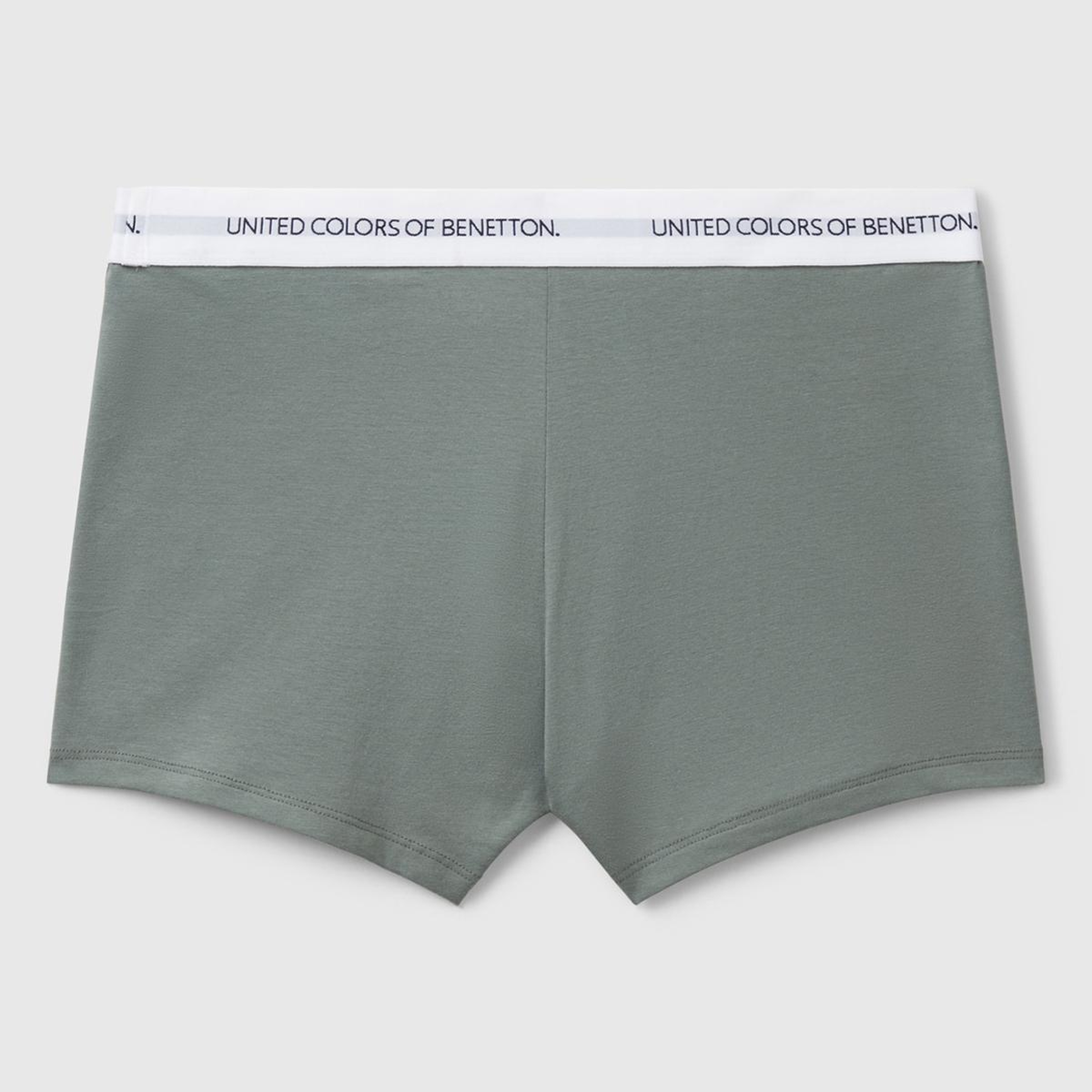 Erkek Soluk Yeşil Benetton Yazı Şeritli Koton Boxer
