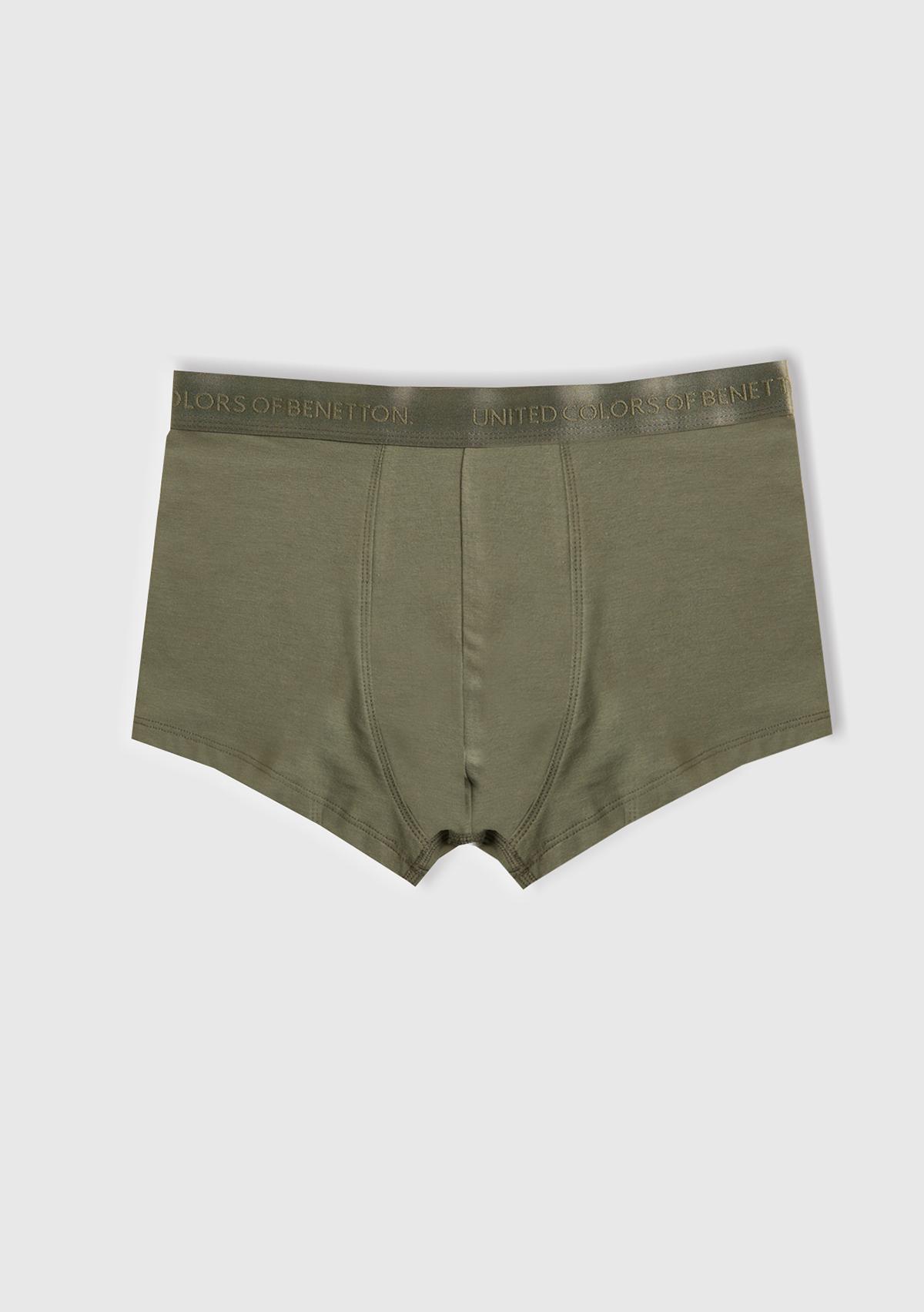 Erkek Siyah Pamuk Karışımlı Logo Bantlı 3'lü Boxer Seti