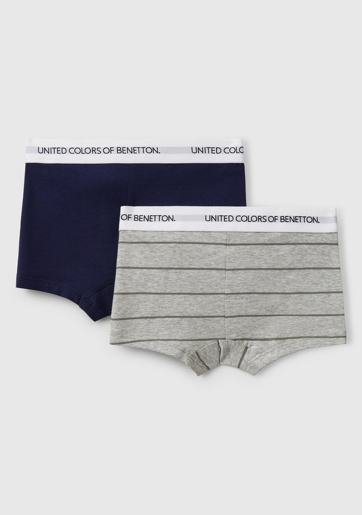 Erkek Çocuk Gri Mix Beli Logo Bantlı 2'li Boxer Seti