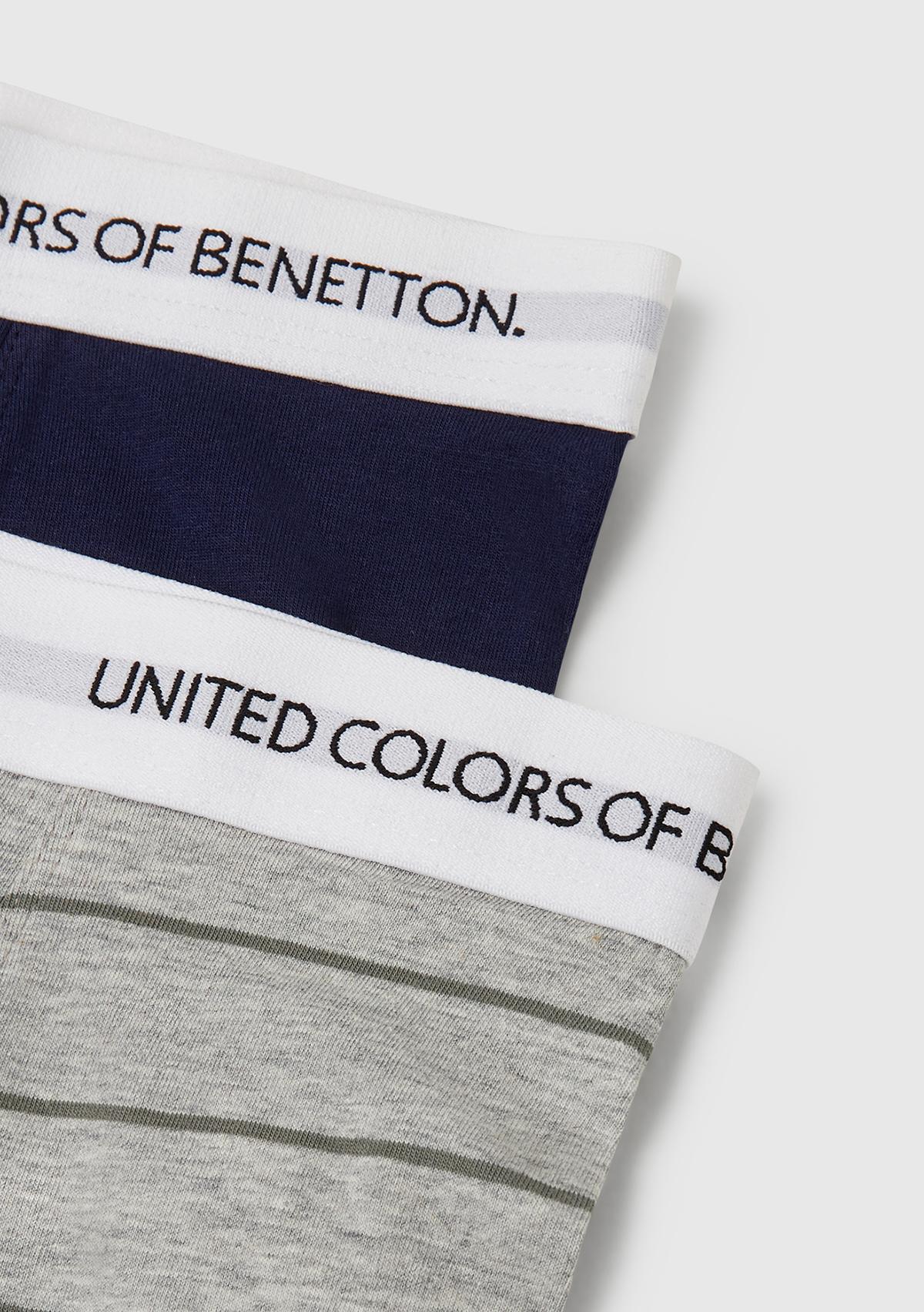 Erkek Çocuk Gri Mix Beli Logo Bantlı 2'li Boxer Seti