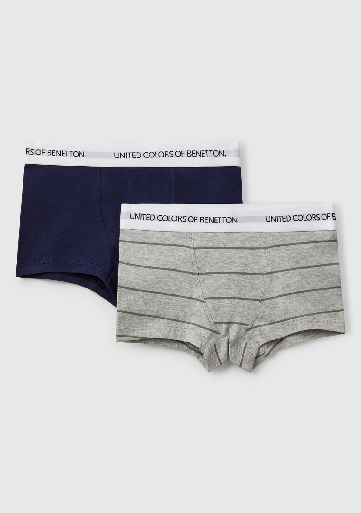 Erkek Çocuk Gri Mix Beli Logo Bantlı 2'li Boxer Seti