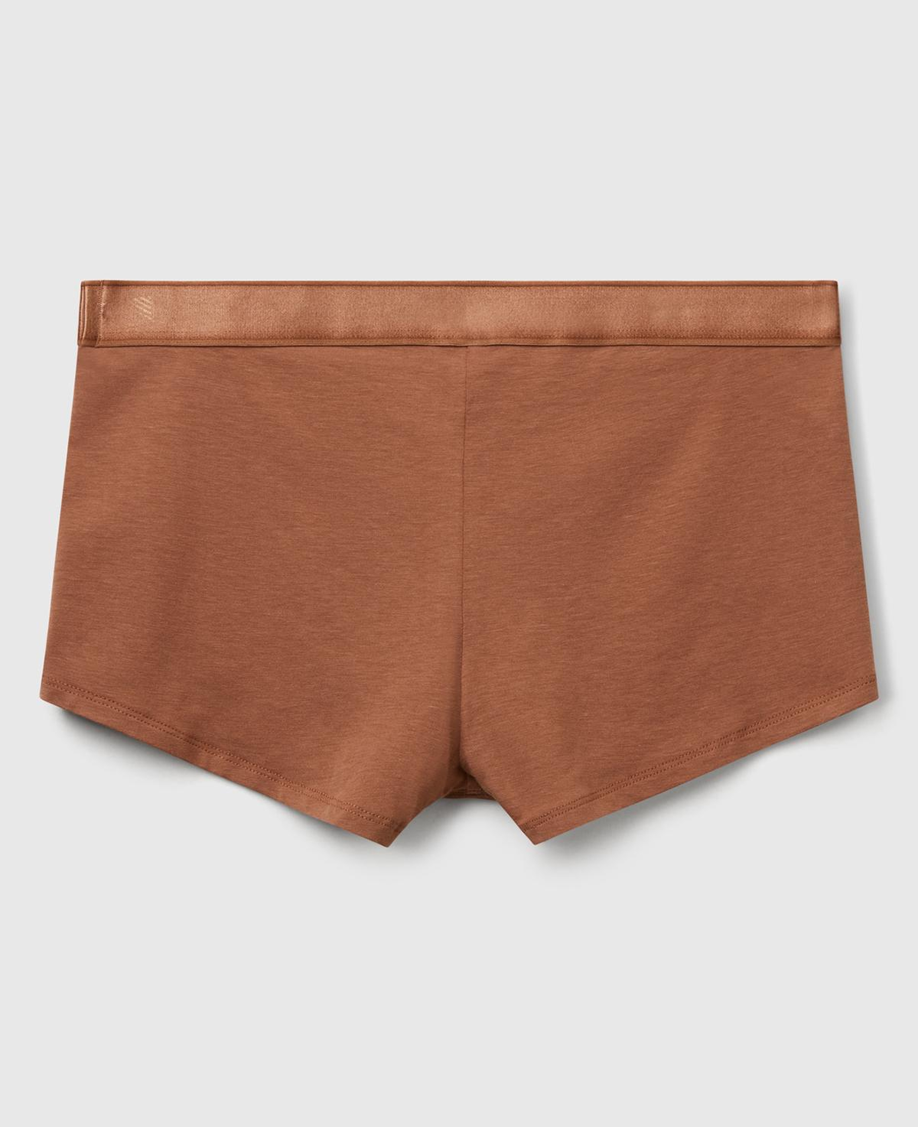 Erkek Kahverengi Pamuk Karışımlı Beli Logo Baskılı Boxer