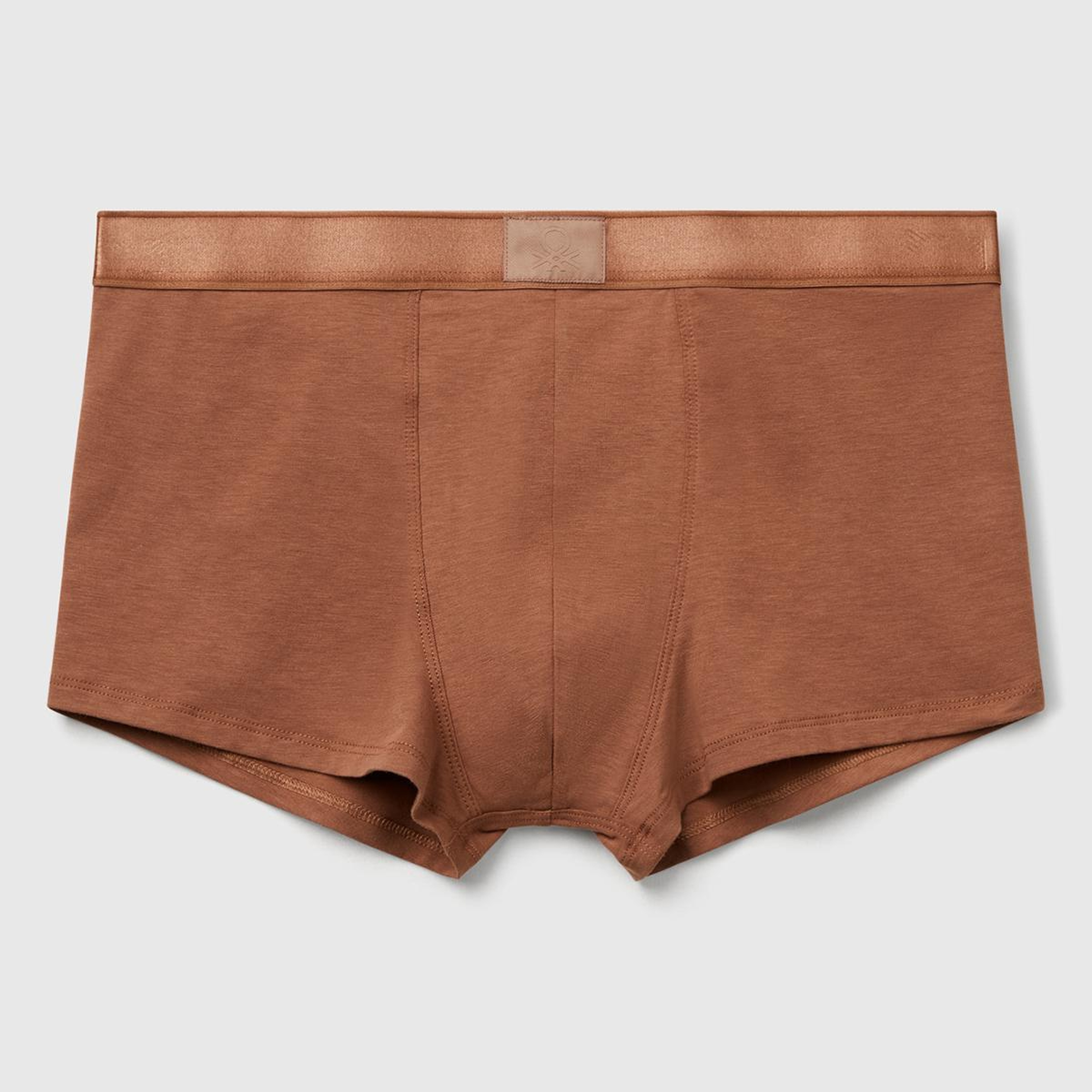 Erkek Kahverengi Pamuk Karışımlı Beli Logo Baskılı Boxer