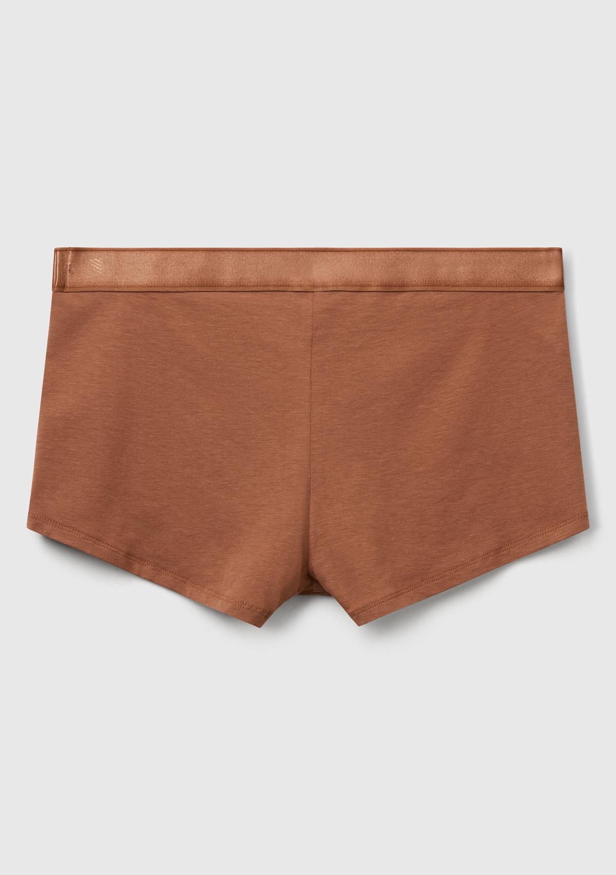 Erkek Kahverengi Pamuk Karışımlı Beli Logo Baskılı Boxer