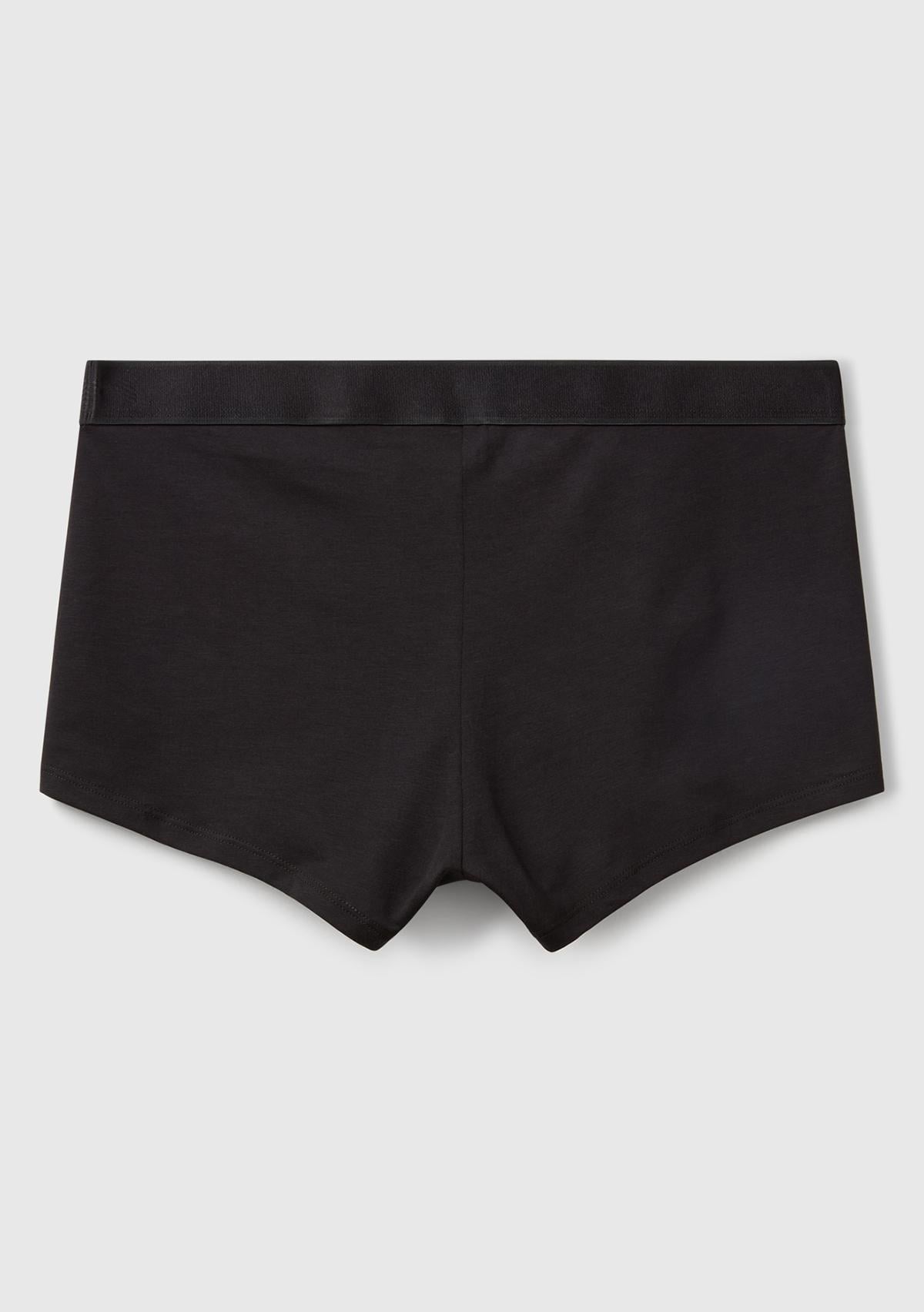 Erkek Siyah Pamuk Karışımlı Beli Logo Baskılı Boxer
