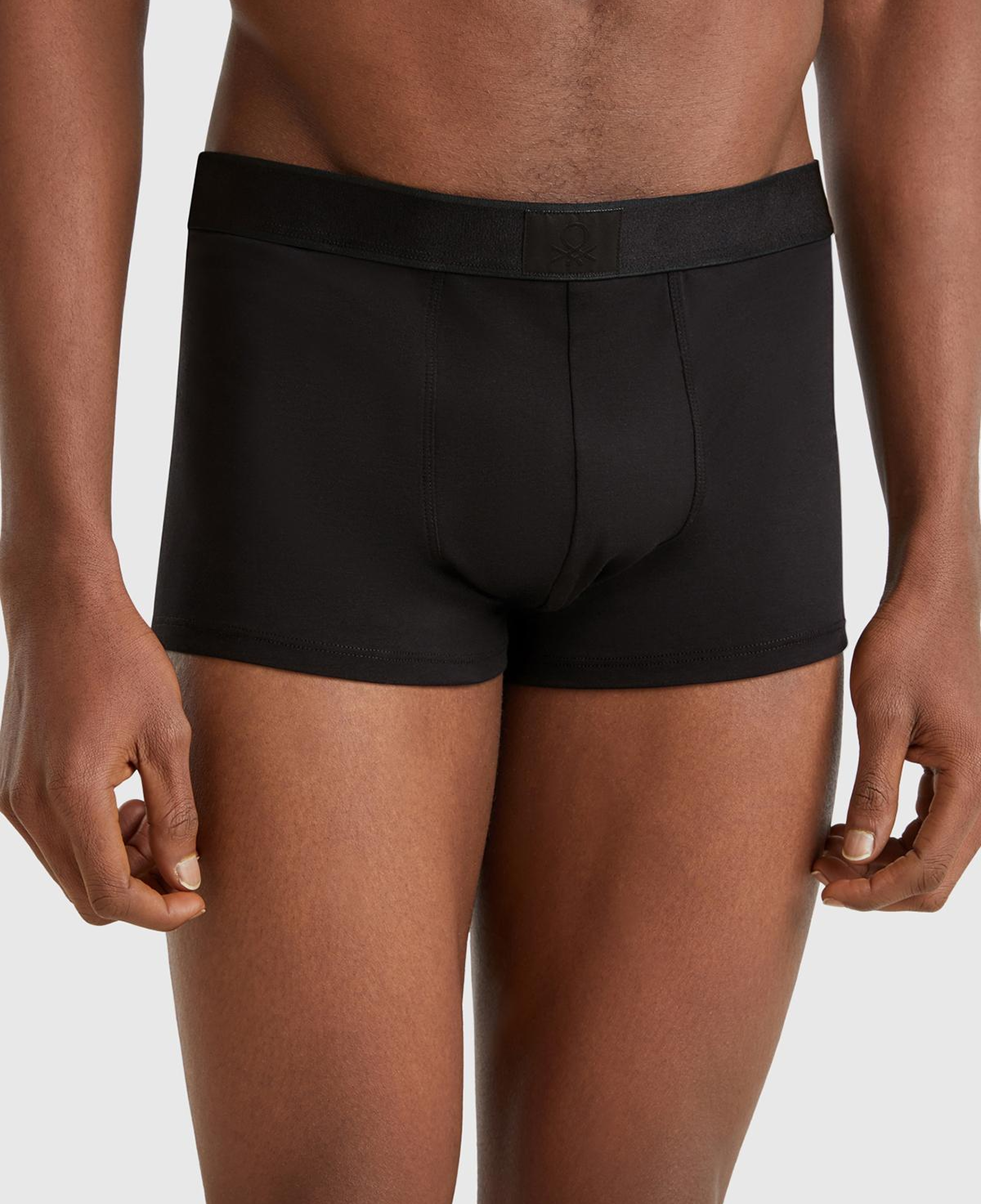 Erkek Siyah Pamuk Karışımlı Beli Logo Baskılı Boxer
