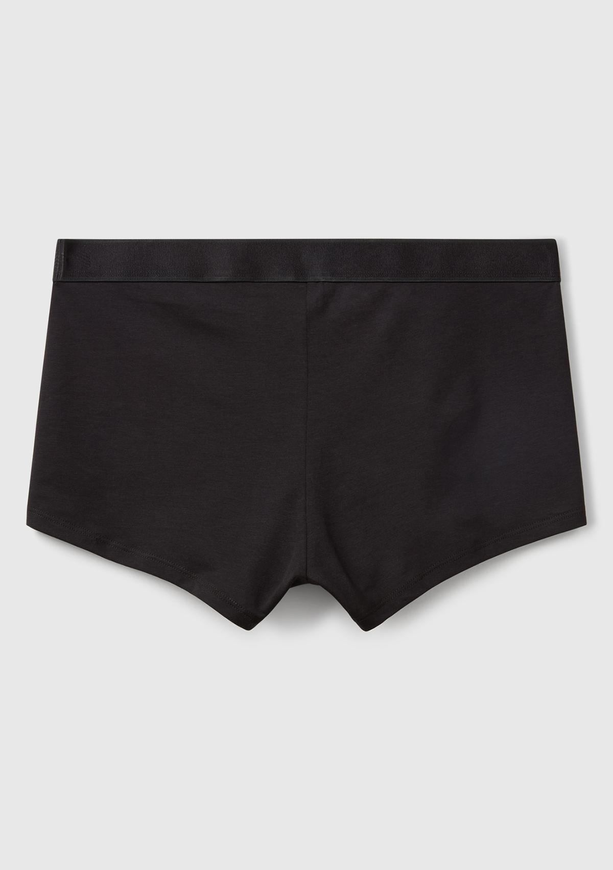 Erkek Siyah Pamuk Karışımlı Beli Logo Baskılı Boxer