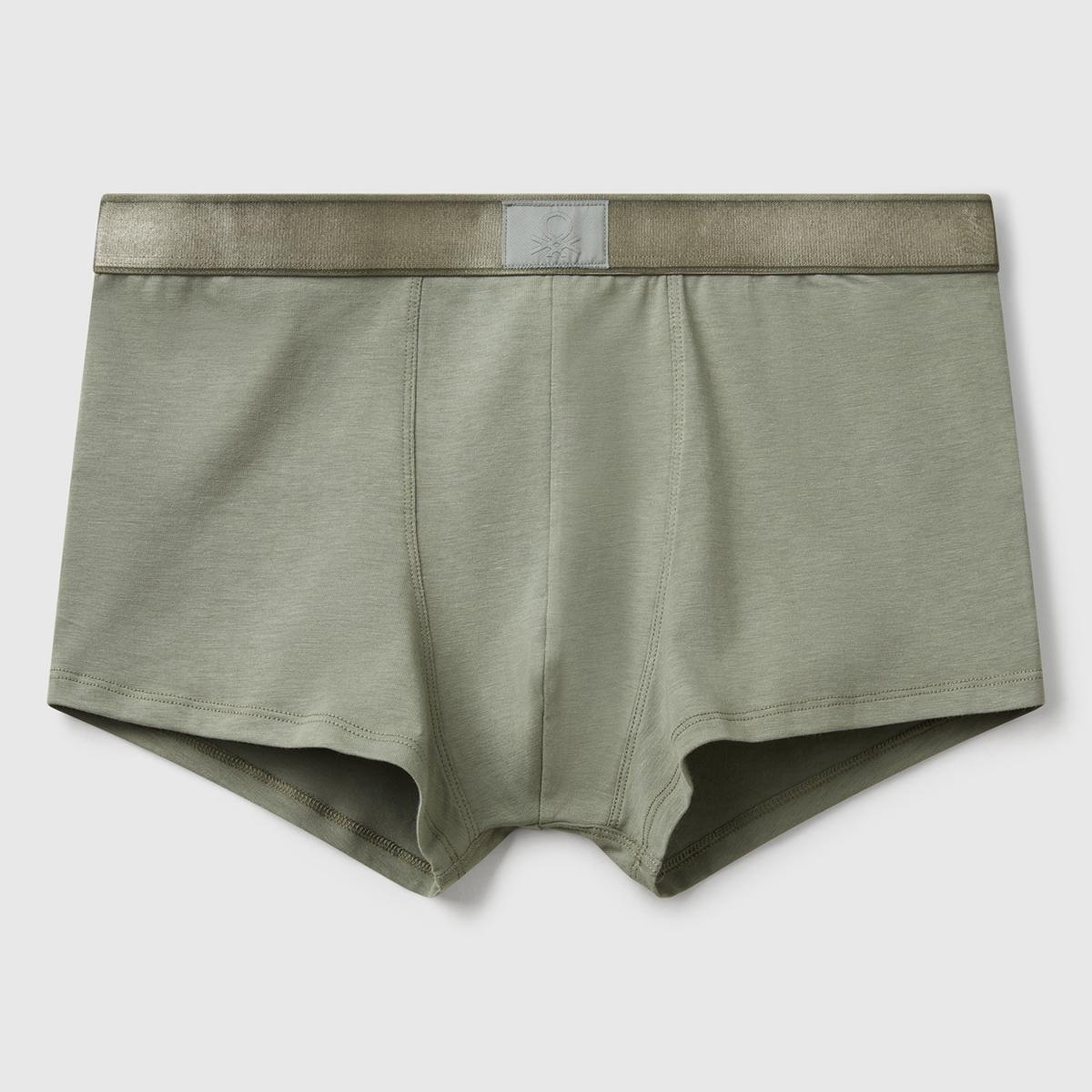Erkek Soluk Yeşil Pamuk Karışımlı Beli Logo Baskılı Boxer
